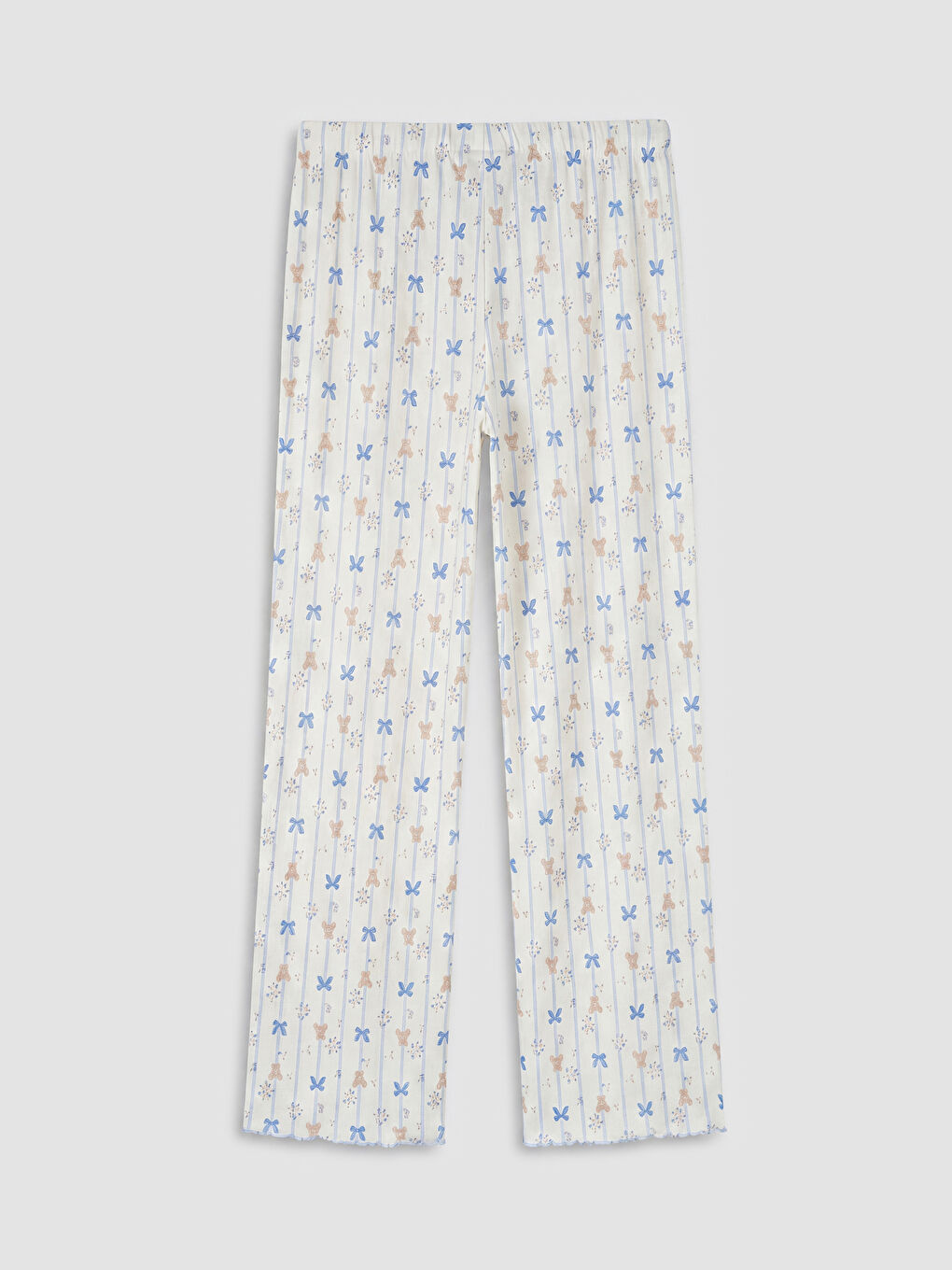 Ekru V Yaka Baskılı Hamile Pijama Takımı-5