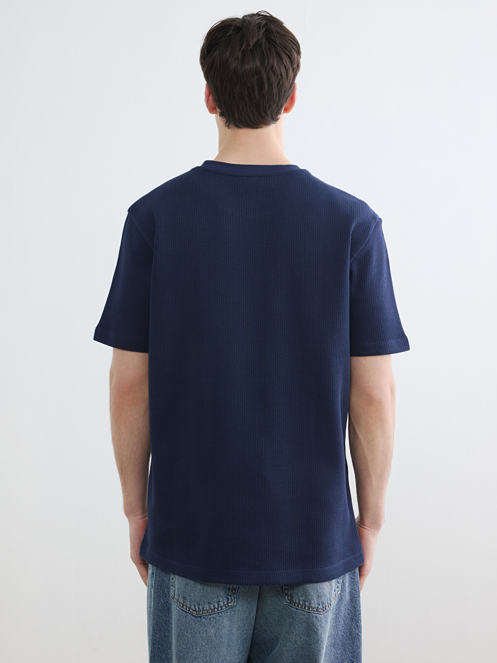 Regular Fit Crew Neck Ribbed Men's T-Shirt-3