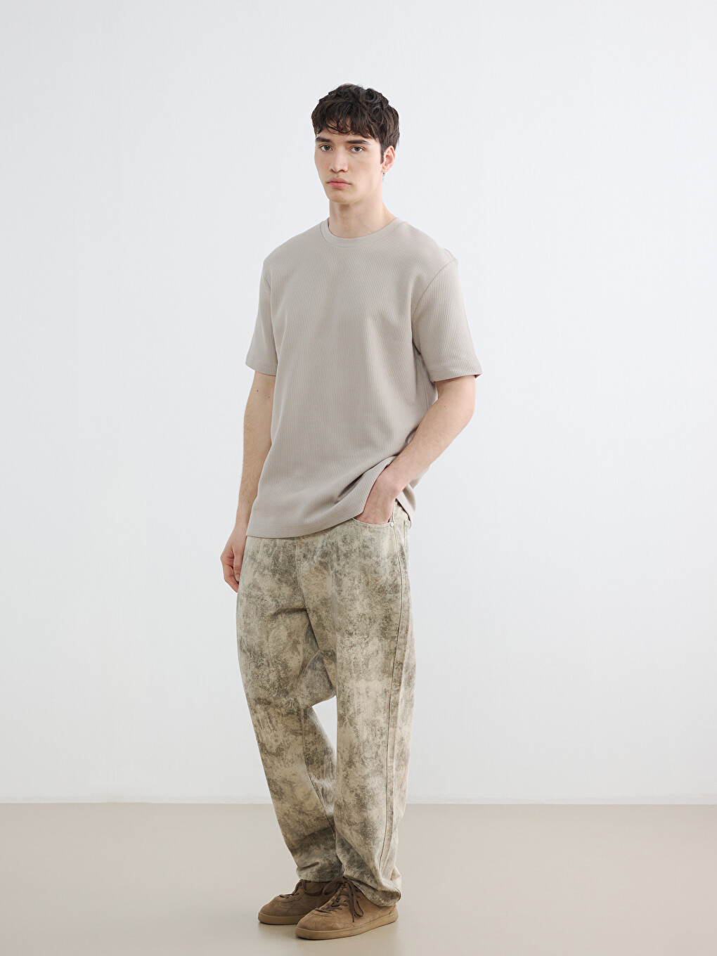 Regular Fit Crew Neck Ribbed Men's T-Shirt-1