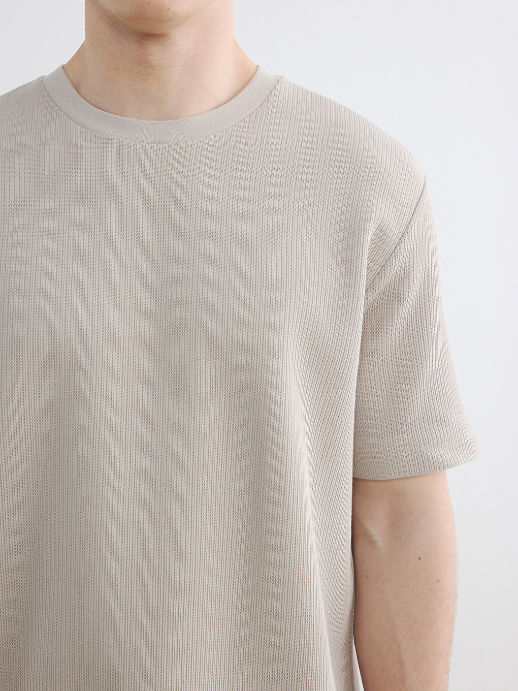 Regular Fit Crew Neck Ribbed Men's T-Shirt-2