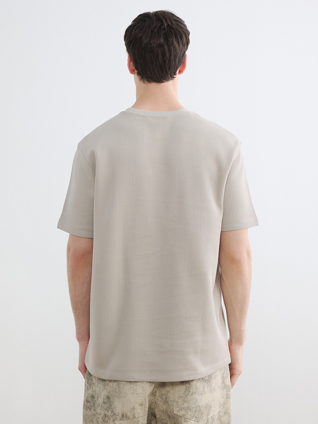 Regular Fit Crew Neck Ribbed Men's T-Shirt-3