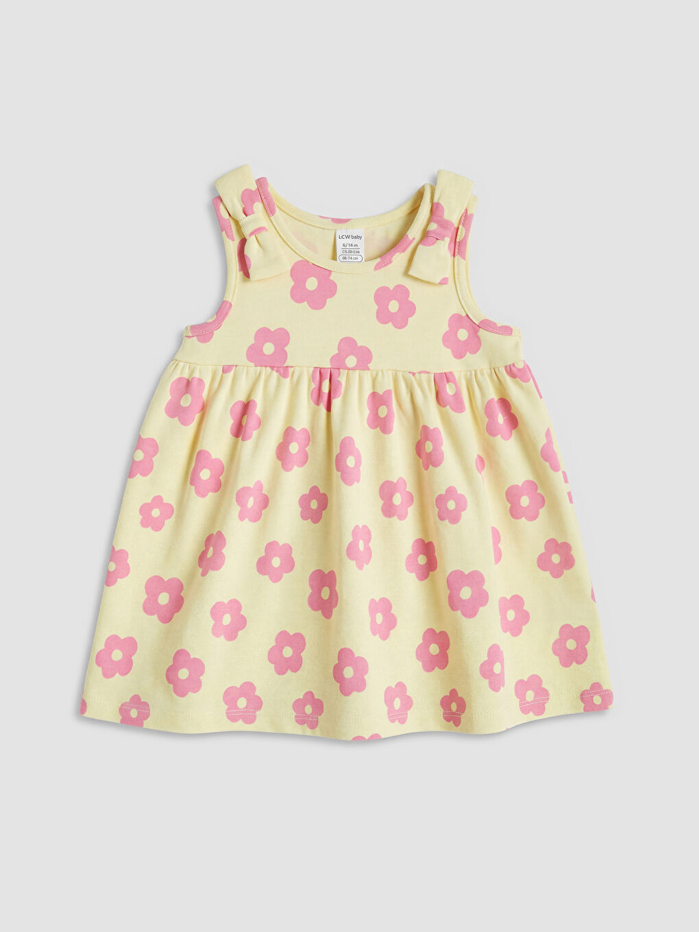 Ekru Desenli Kız Bebek 2'li Elbise-1