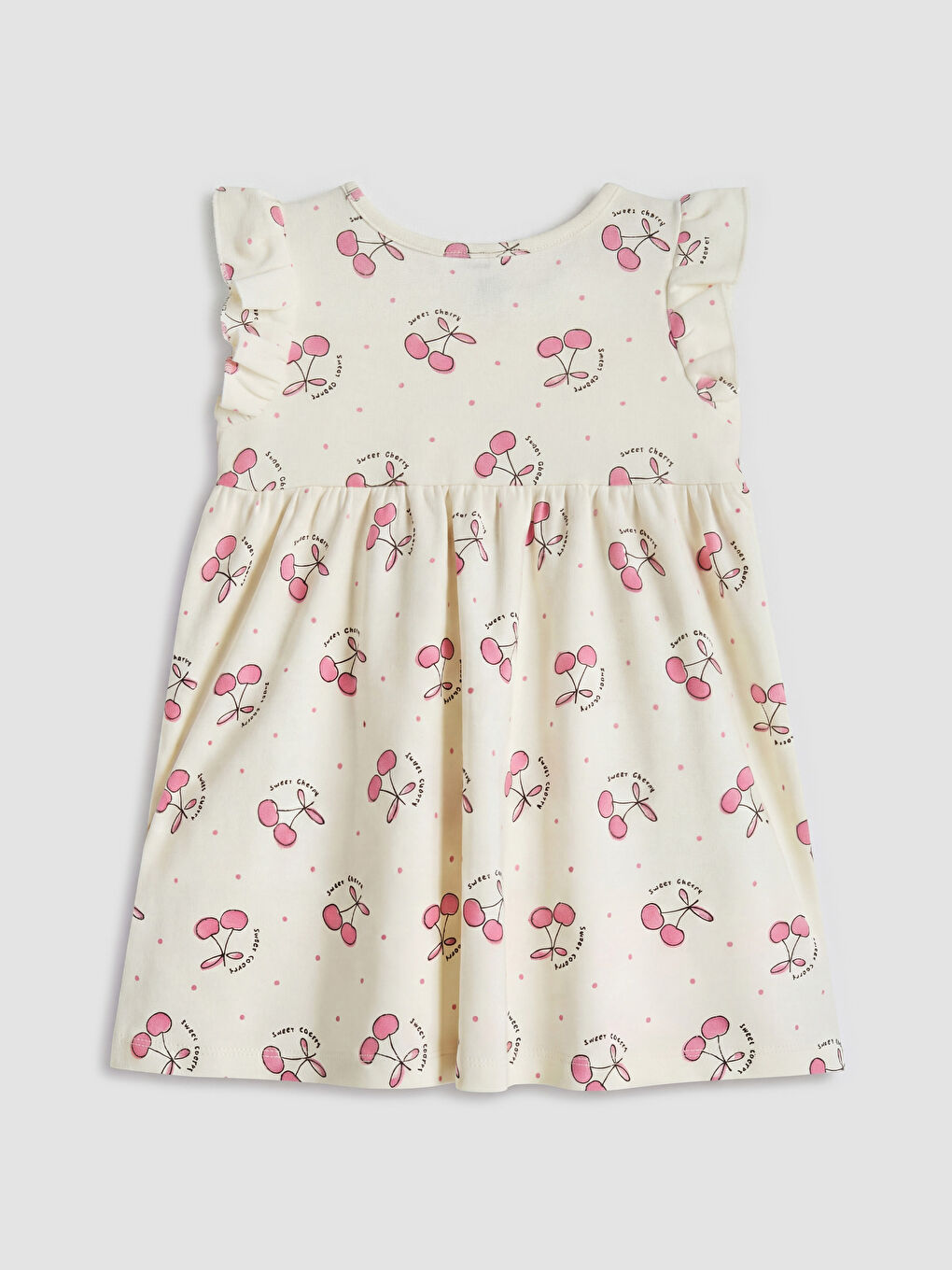 Ekru Desenli Kız Bebek 2'li Elbise-2