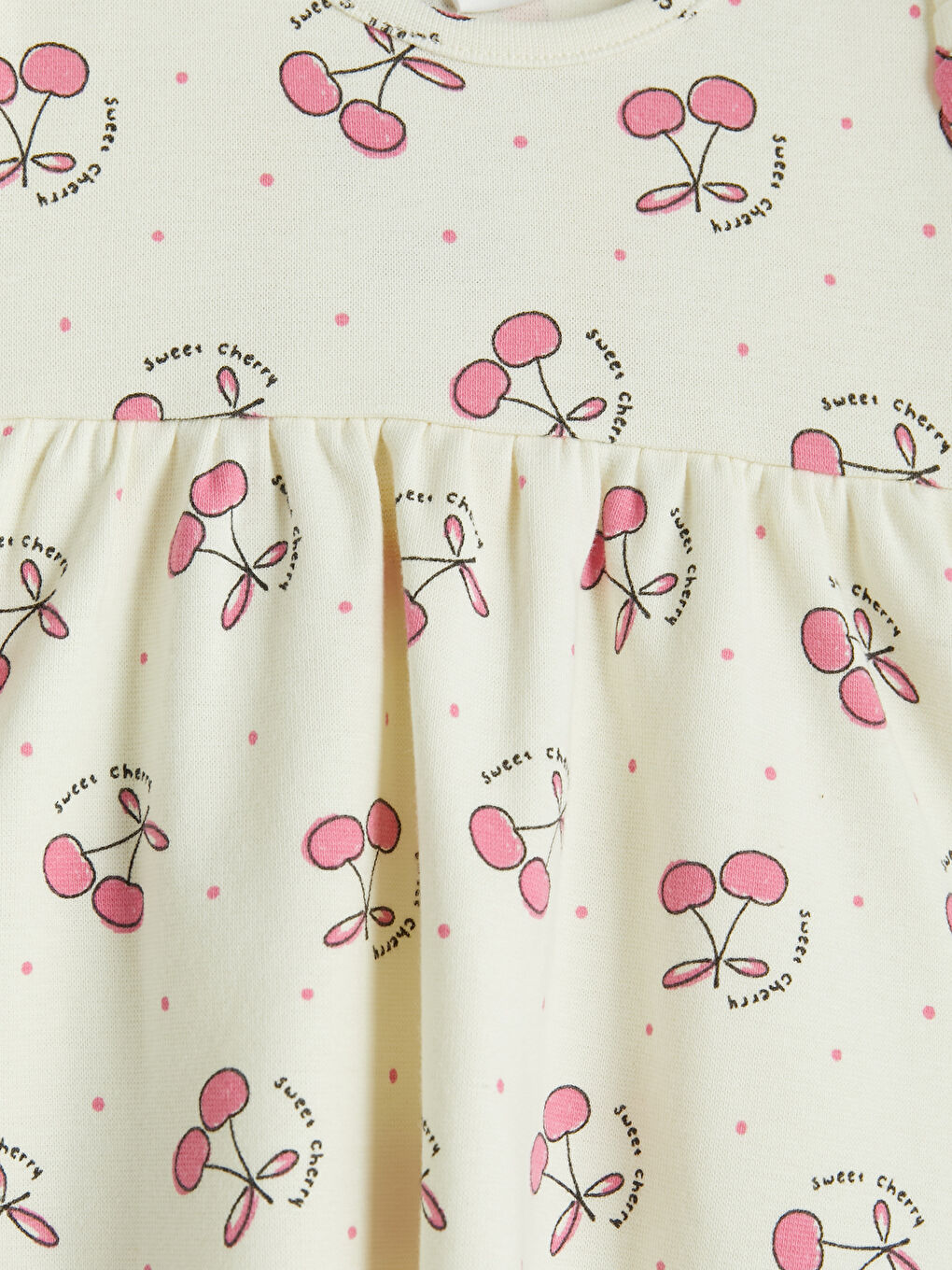 Ekru Desenli Kız Bebek 2'li Elbise-3