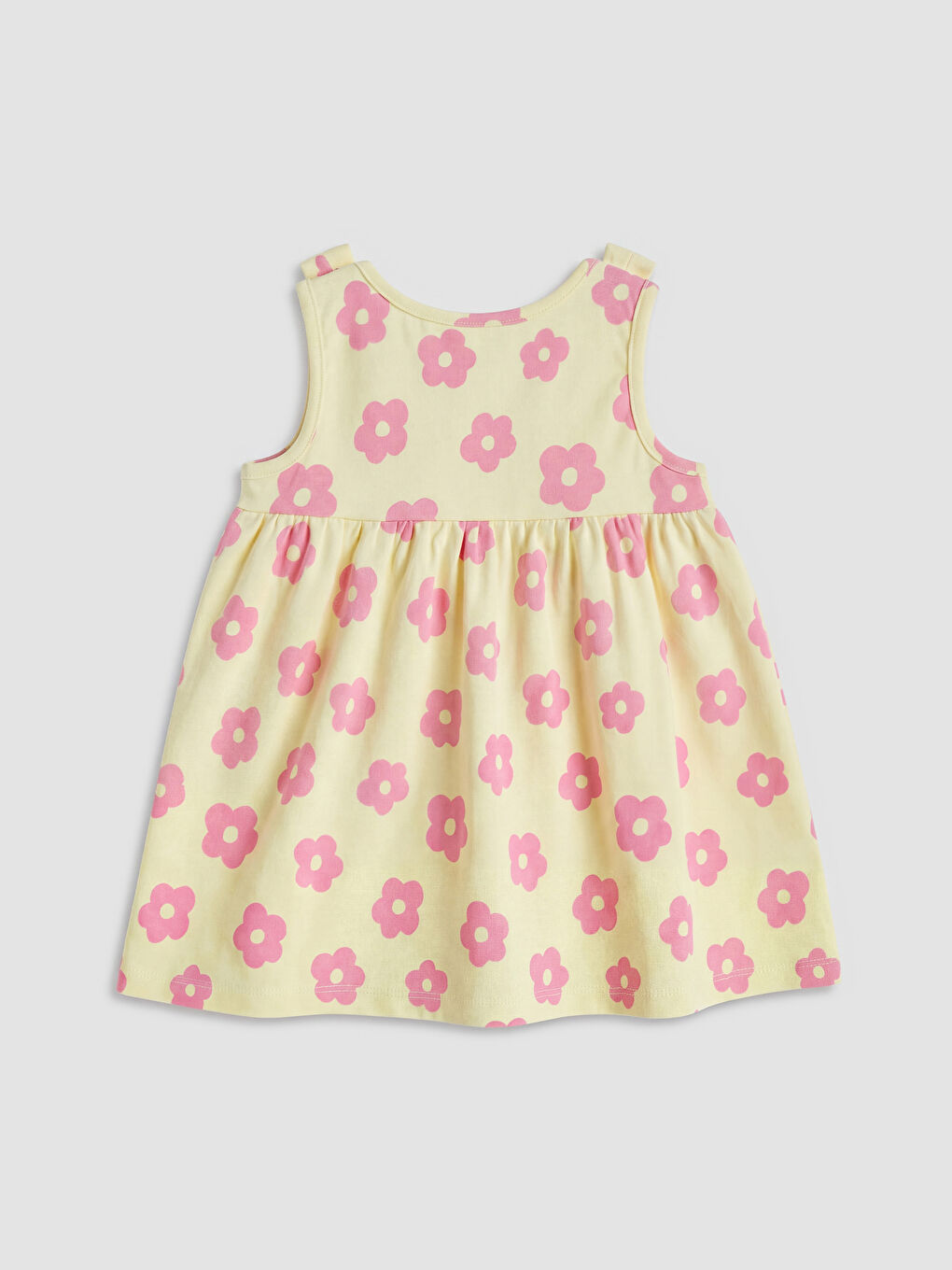 Ekru Desenli Kız Bebek 2'li Elbise-5