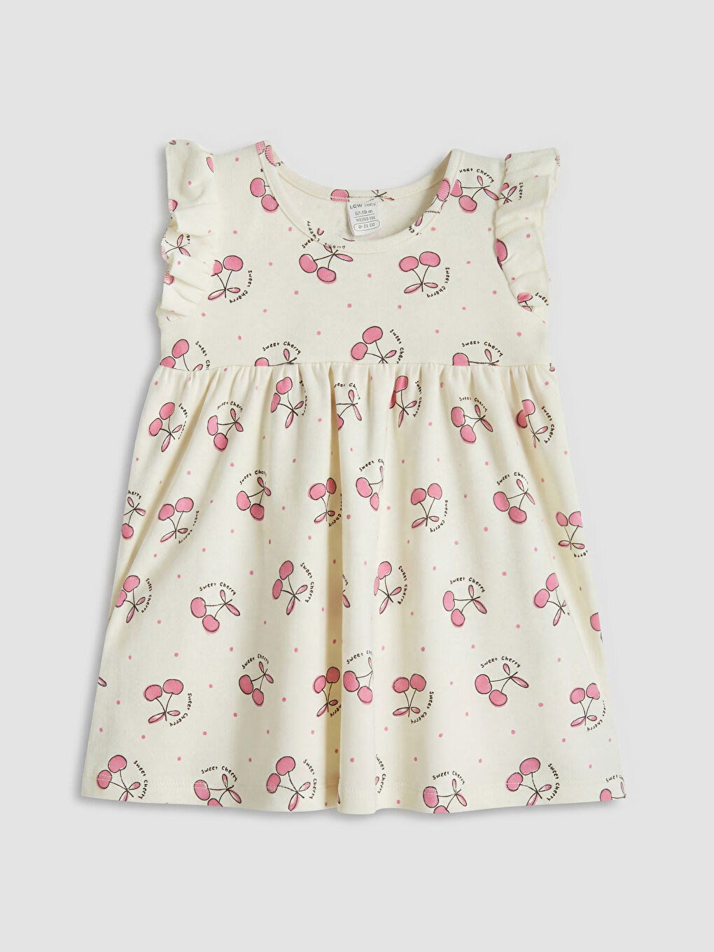 Ekru Desenli Kız Bebek 2'li Elbise-6