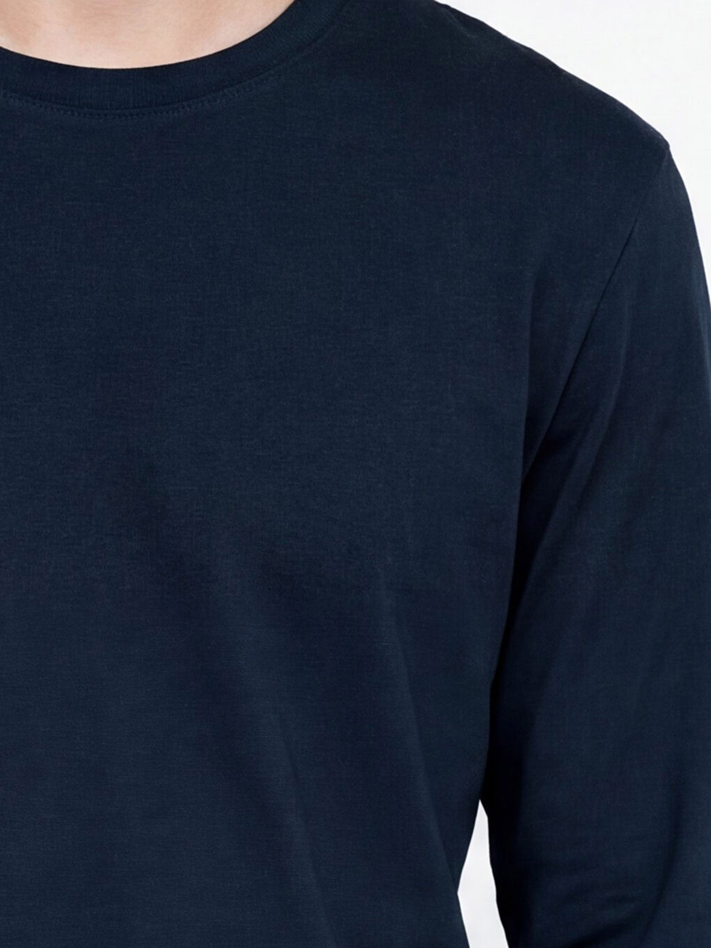 Lacivert Bisiklet Yaka Uzun Kollu Erkek Pijama Üst-2