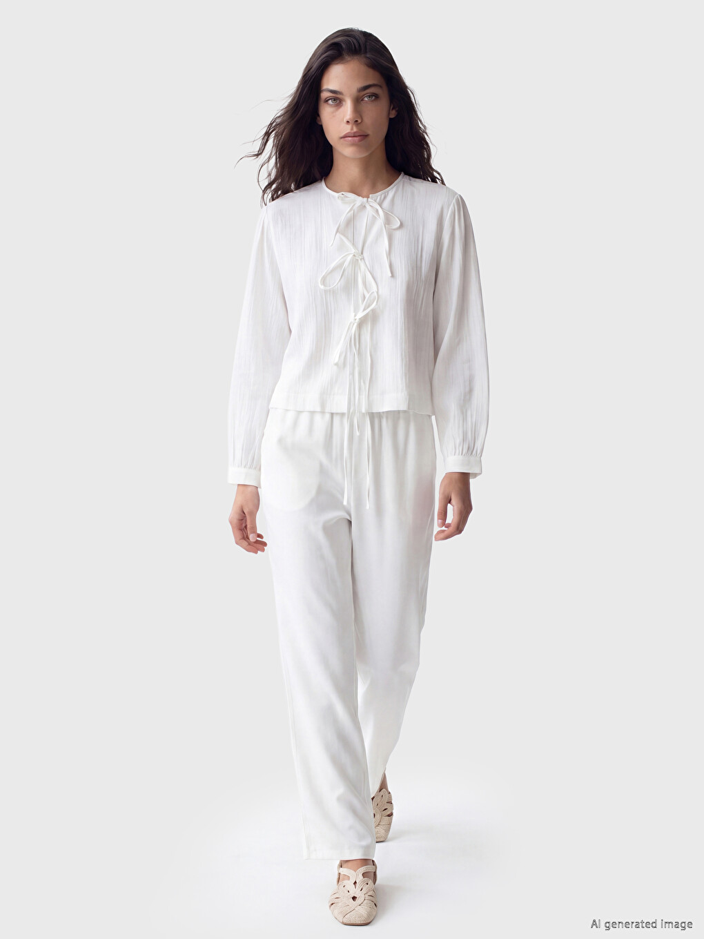 Bow-tied Muslin Blouse-1
