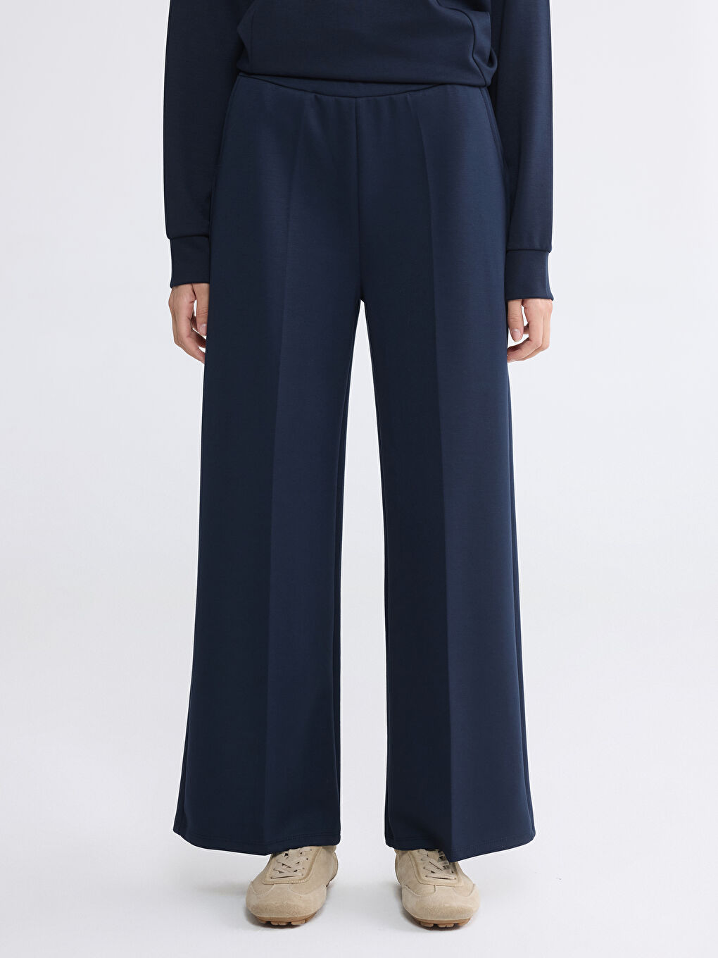 Lacivert Beli Lastikli Soft Touch Kadın Eşofman Altı-1