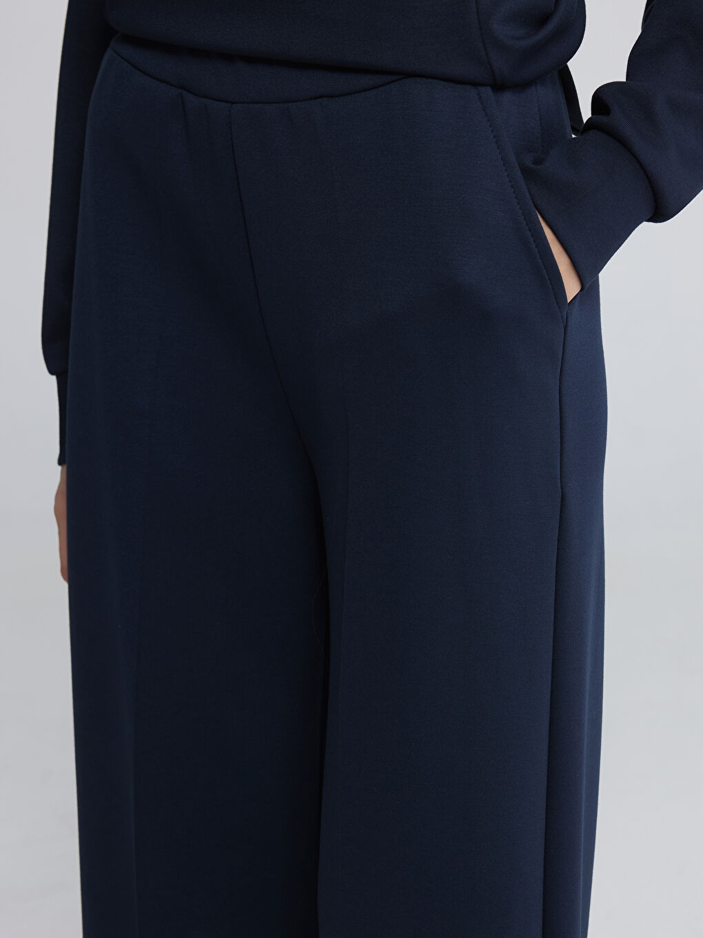 Lacivert Beli Lastikli Soft Touch Kadın Eşofman Altı-2