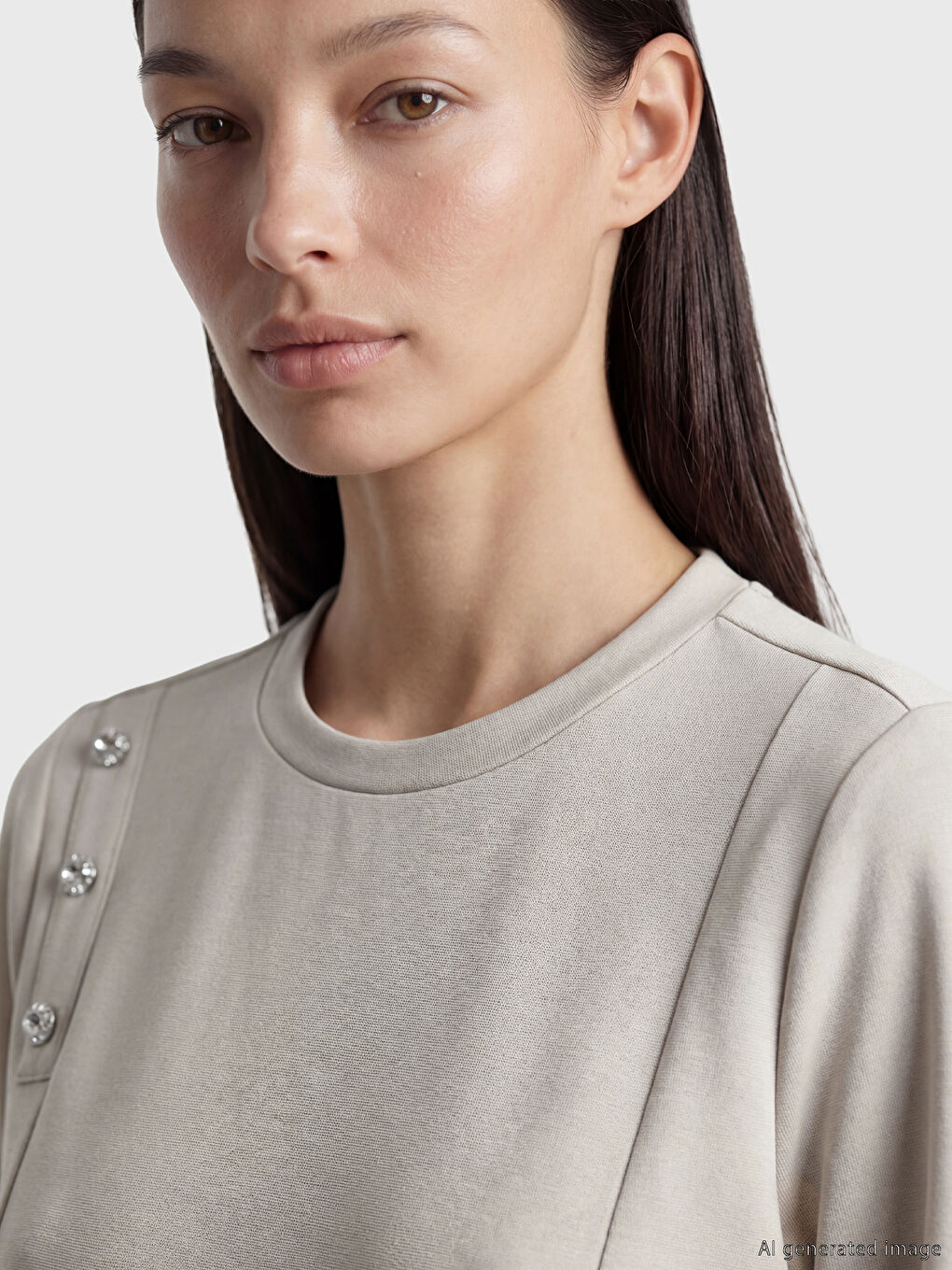 Gri Soft Touch Kadın Sweatshirt Tunik	-2