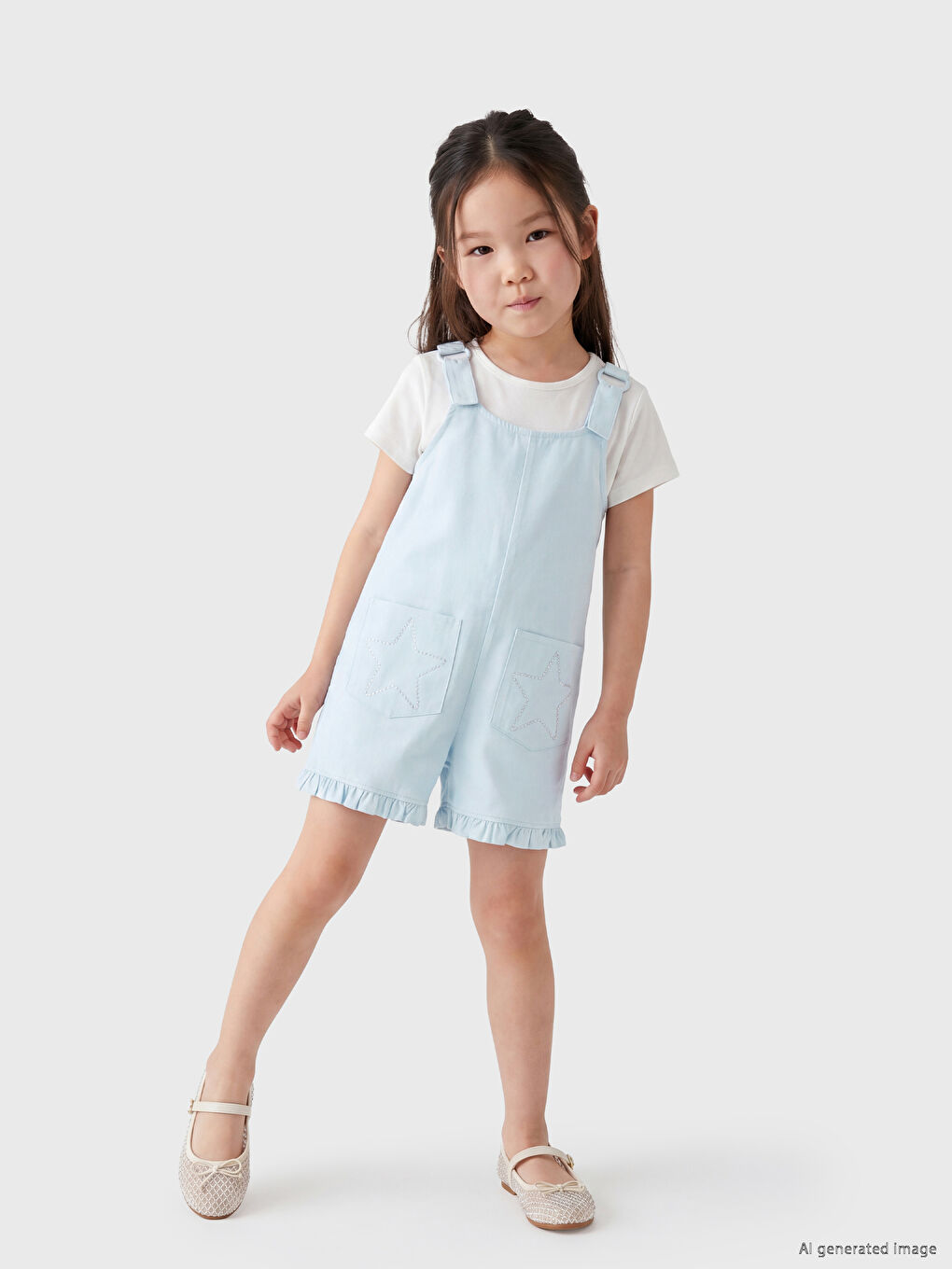 Girls' Dungaree Shorts Set