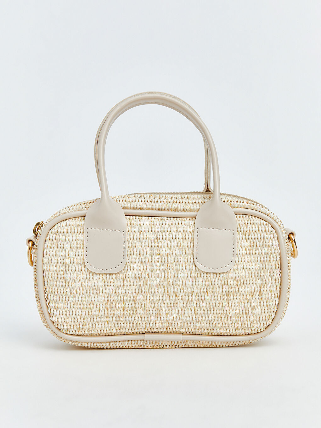 Bej Hasır Görünümlü Kız Çocuk Omuz Çantası