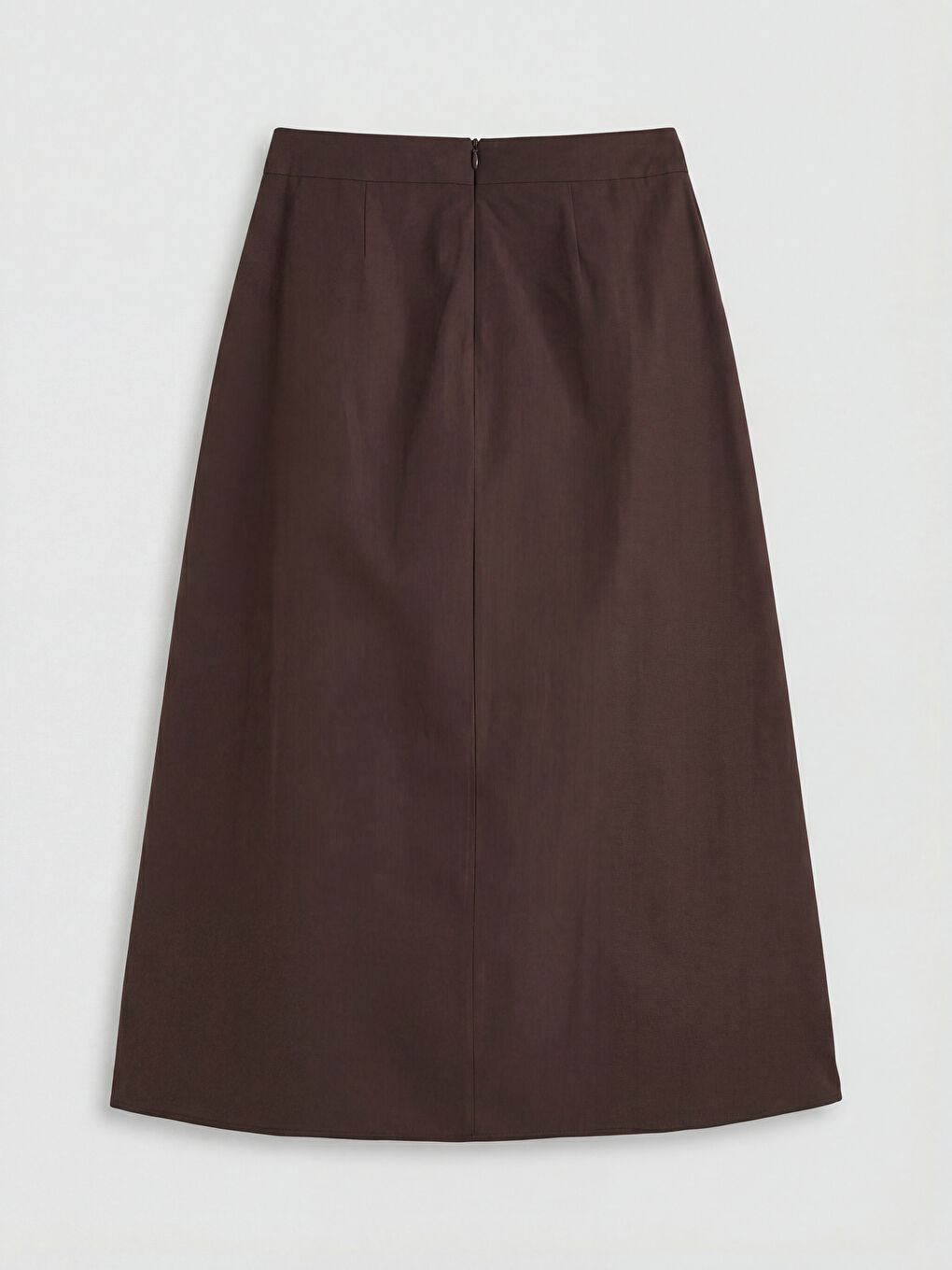 Kahverengi Beli Fermuarlı Pileli Etek-1