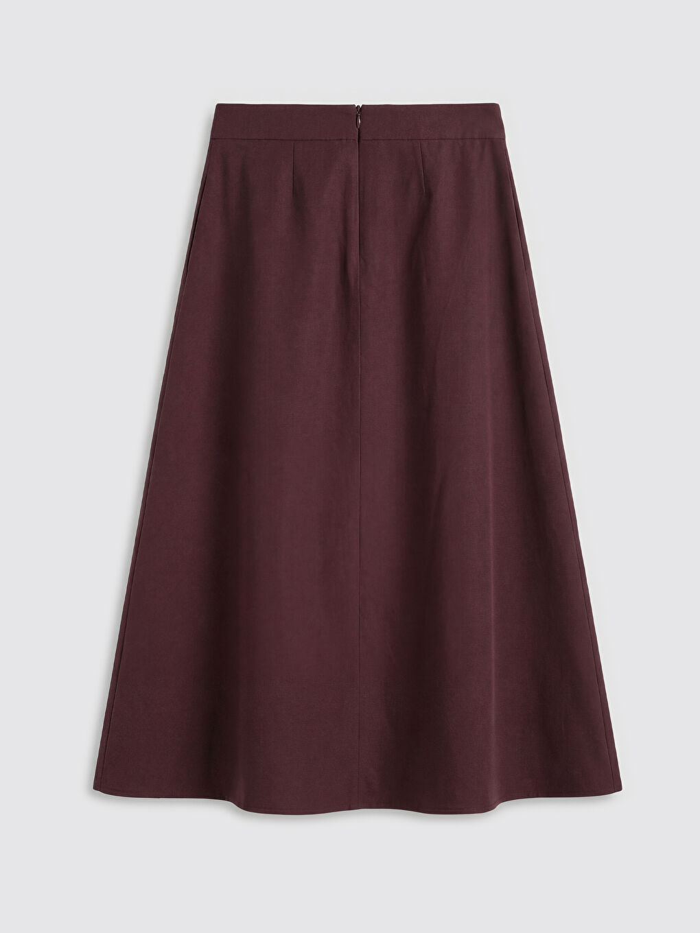 Bordo Beli Fermuarlı Kloş Etek-1