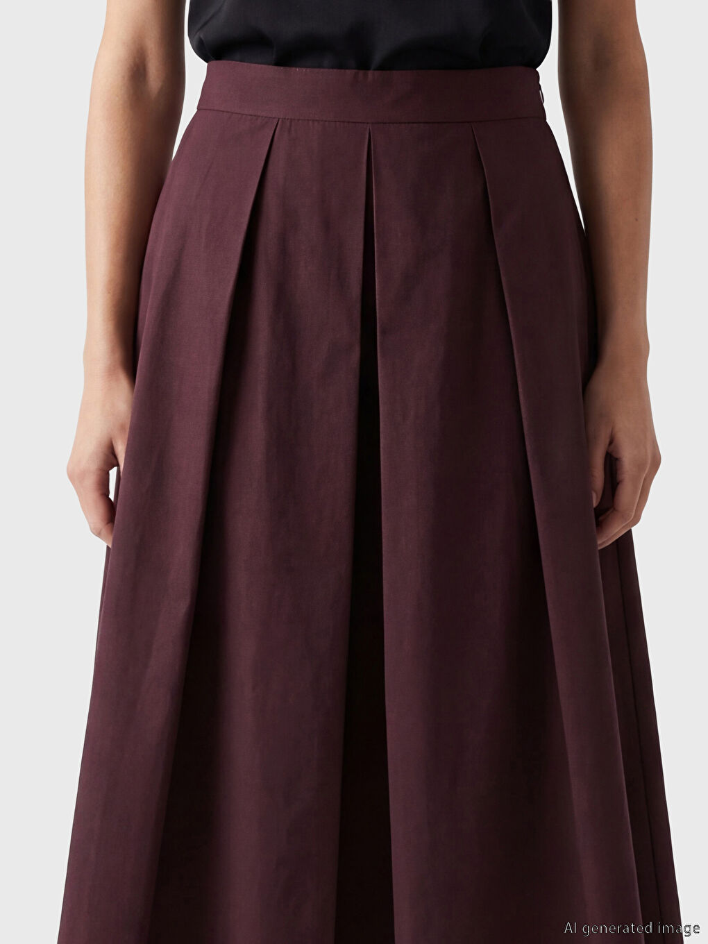 Bordo Beli Fermuarlı Kloş Etek-2