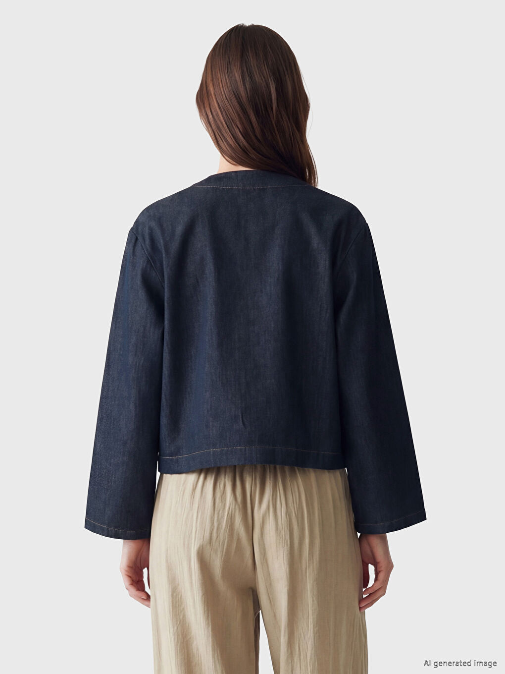 V Neck Women's Jean Kimono-2