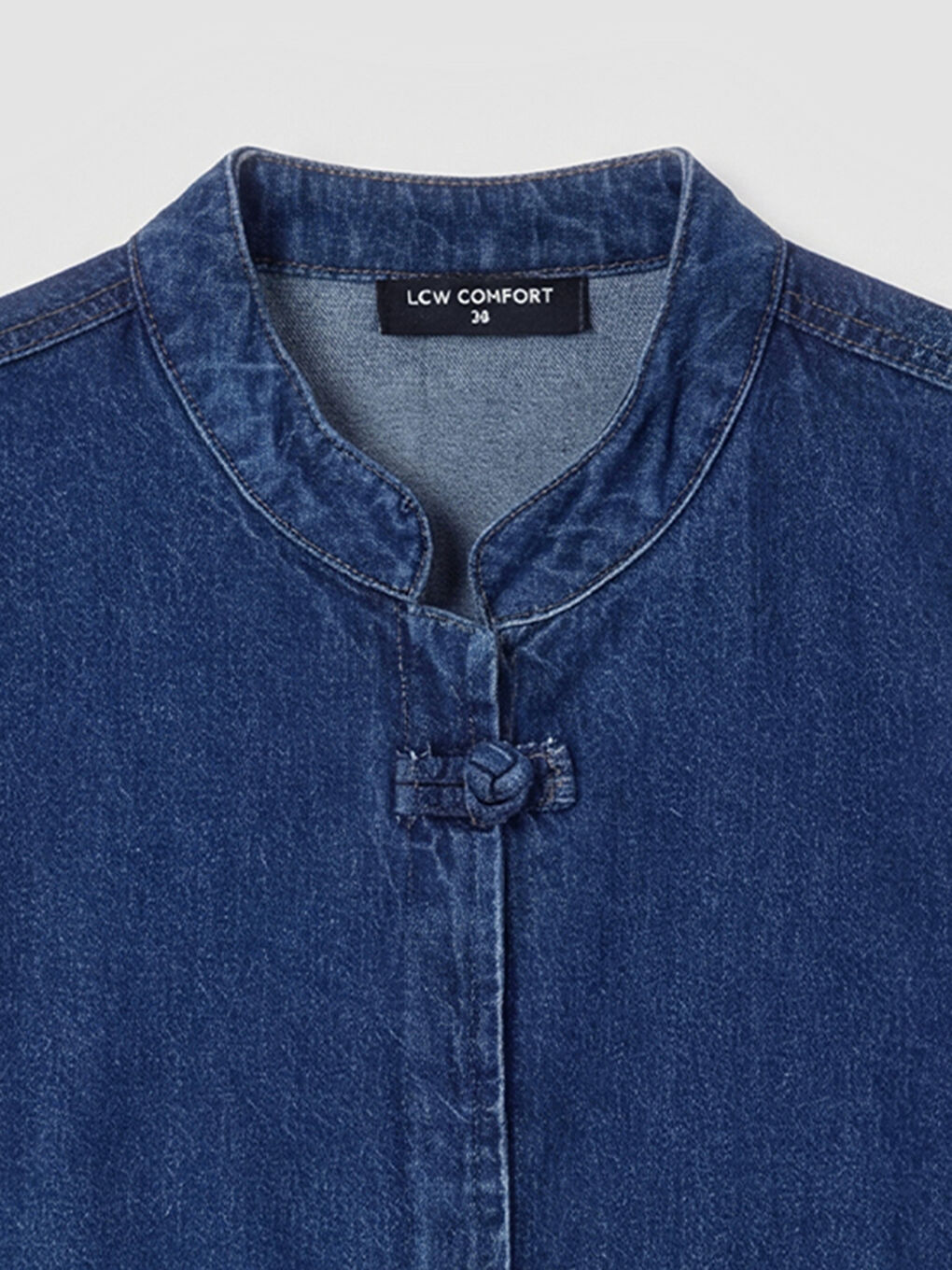 İndigo Hakim Yaka Kadın Jean Tunik-2