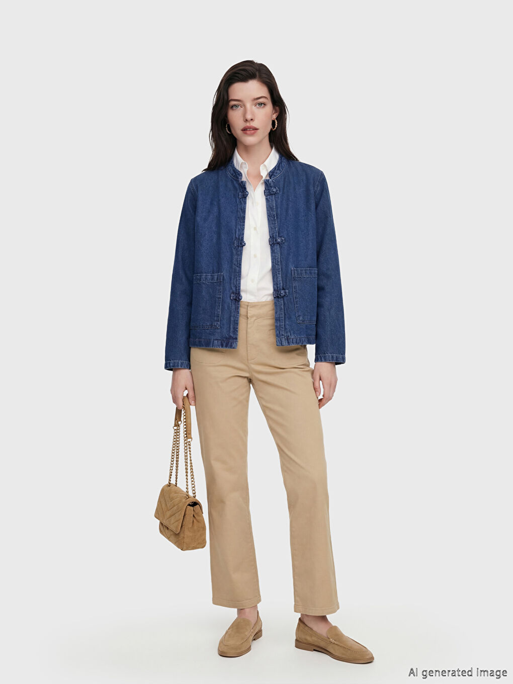 İndigo Hakim Yaka Kadın Jean Ceket-1