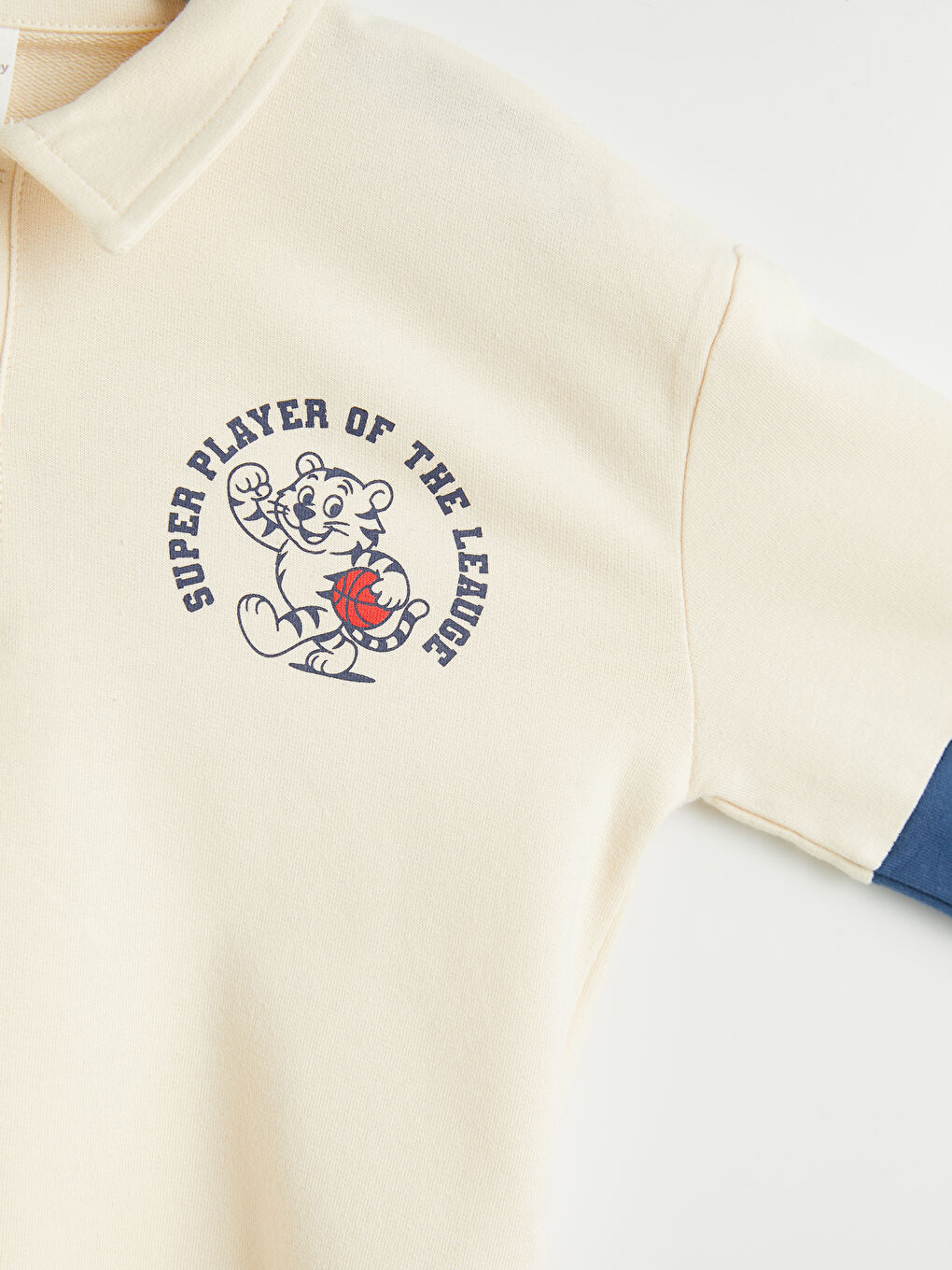 Bej Baskılı Erkek Bebek Sweatshirt ve Jean Pantolon-5