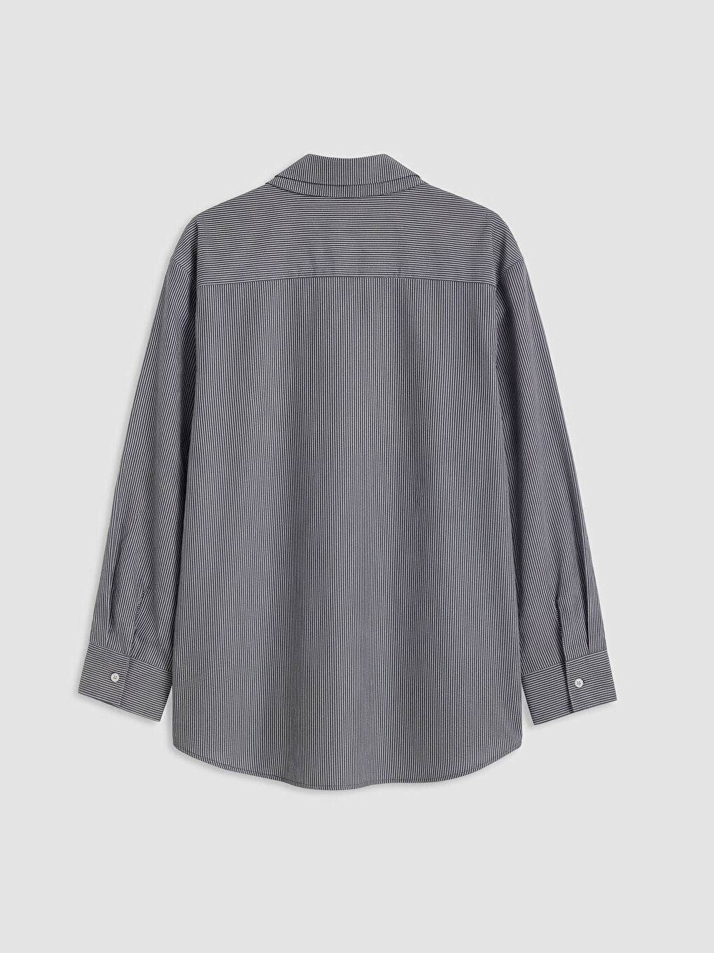 Mavi Çizgili Fırfırlı Kadın Gömlek Tunik-1