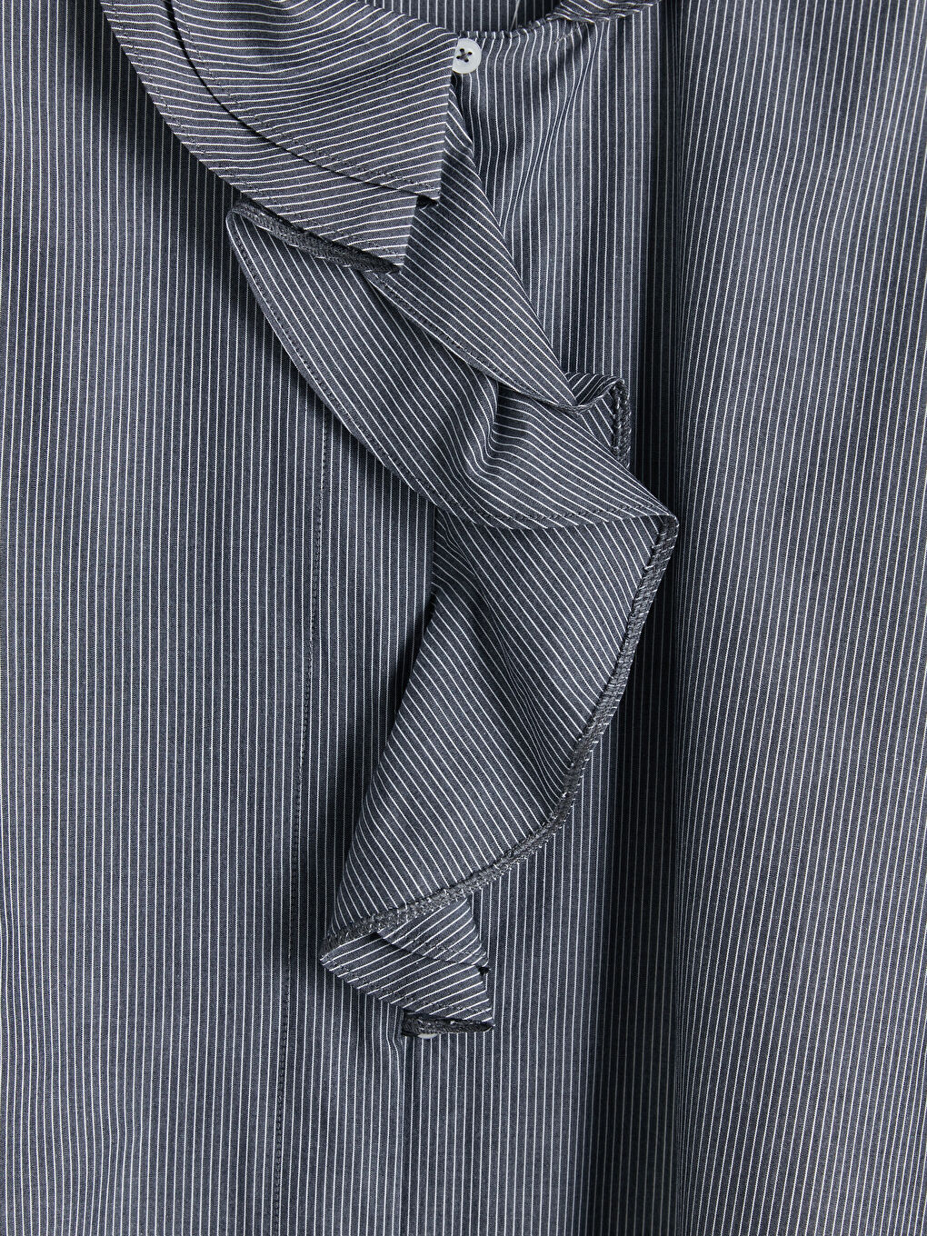 Mavi Çizgili Fırfırlı Kadın Gömlek Tunik-2