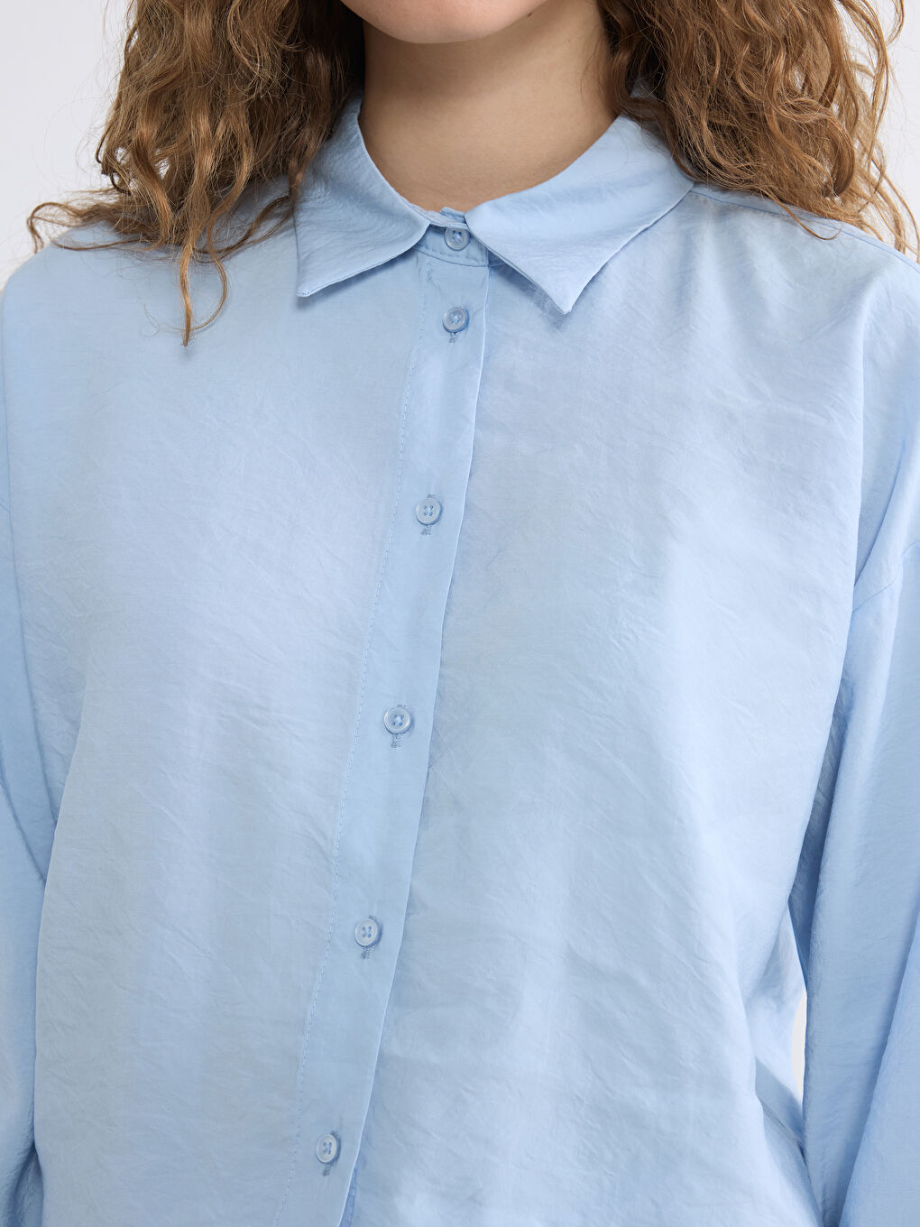 Mavi Oversize Kadın Gömlek Tunik-2