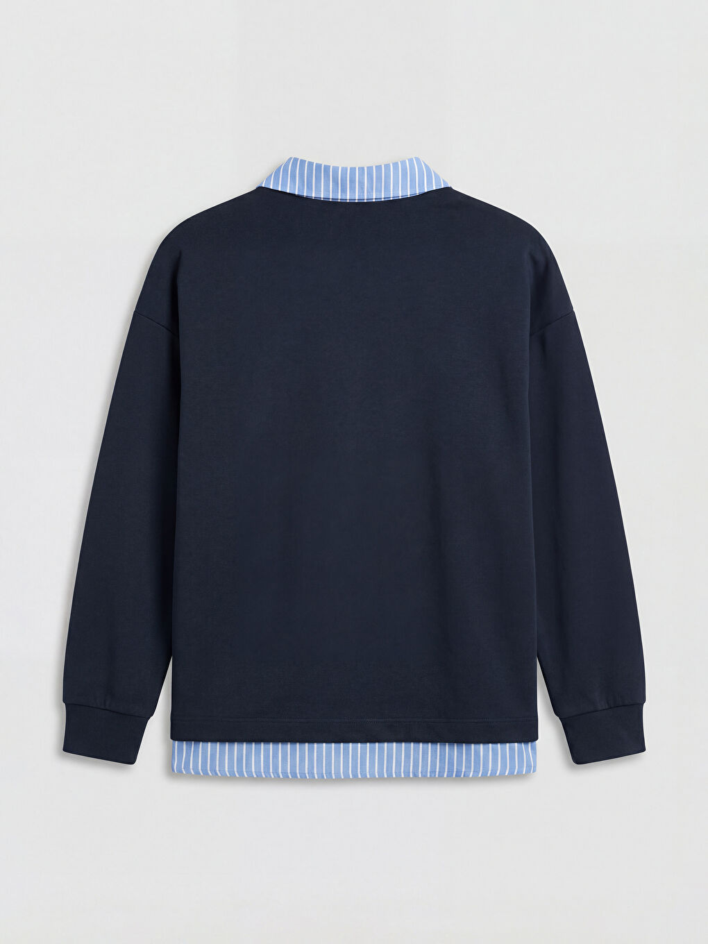 Lacivert Gömlek Yaka Çizgili Bluz-1