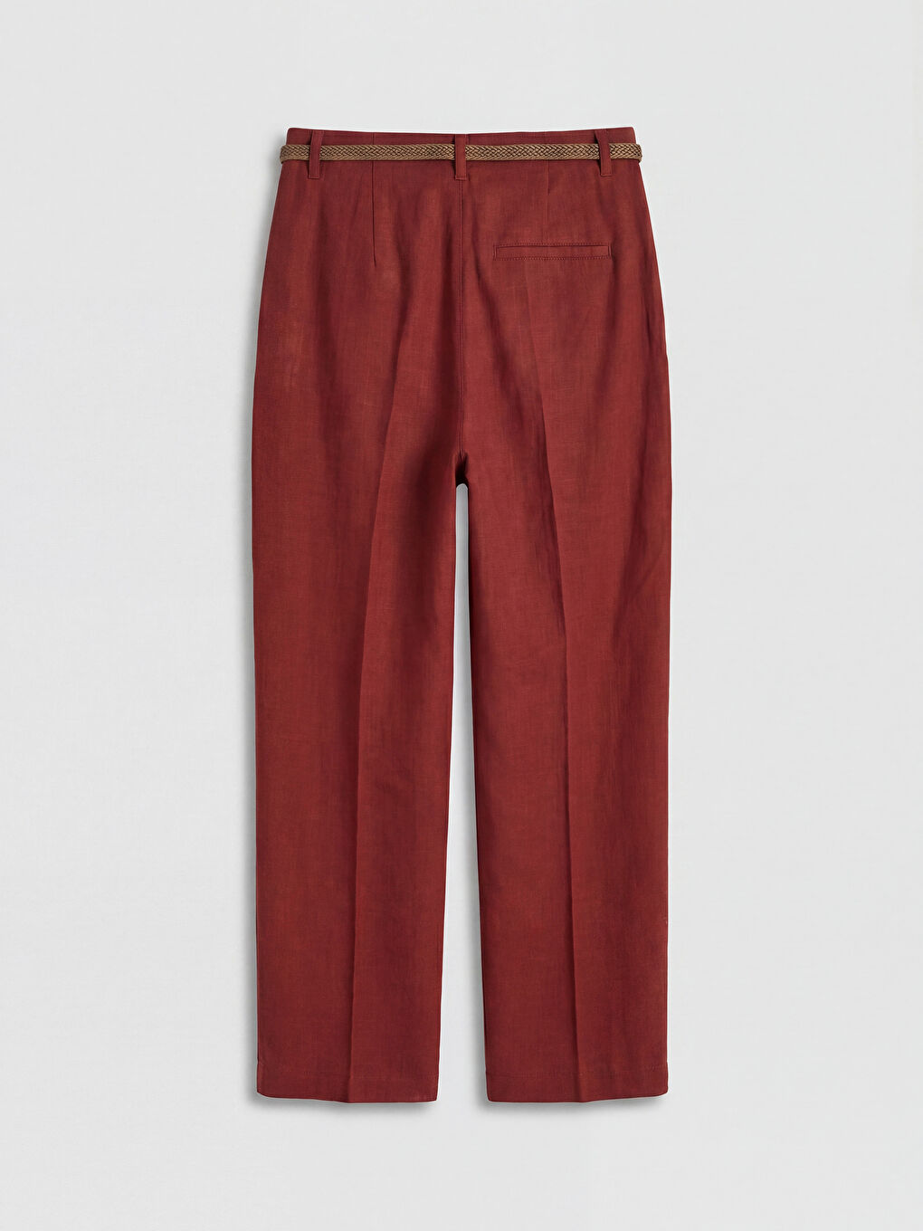 Bordo Kemerli Havuç Kesim Kadın Kumaş Pantolon-1