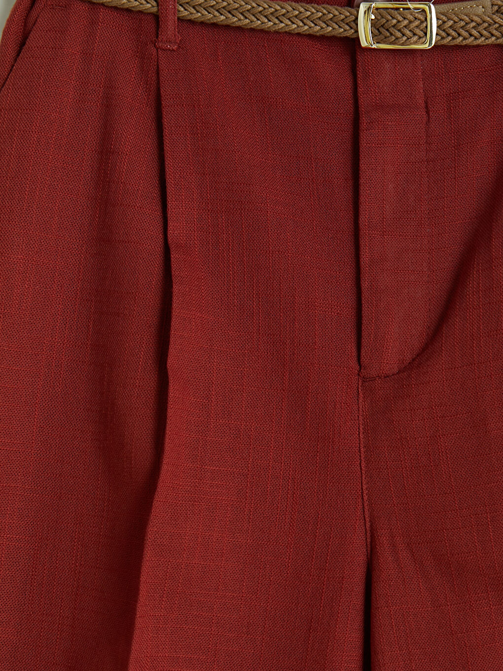 Bordo Kemerli Havuç Kesim Kadın Kumaş Pantolon-2