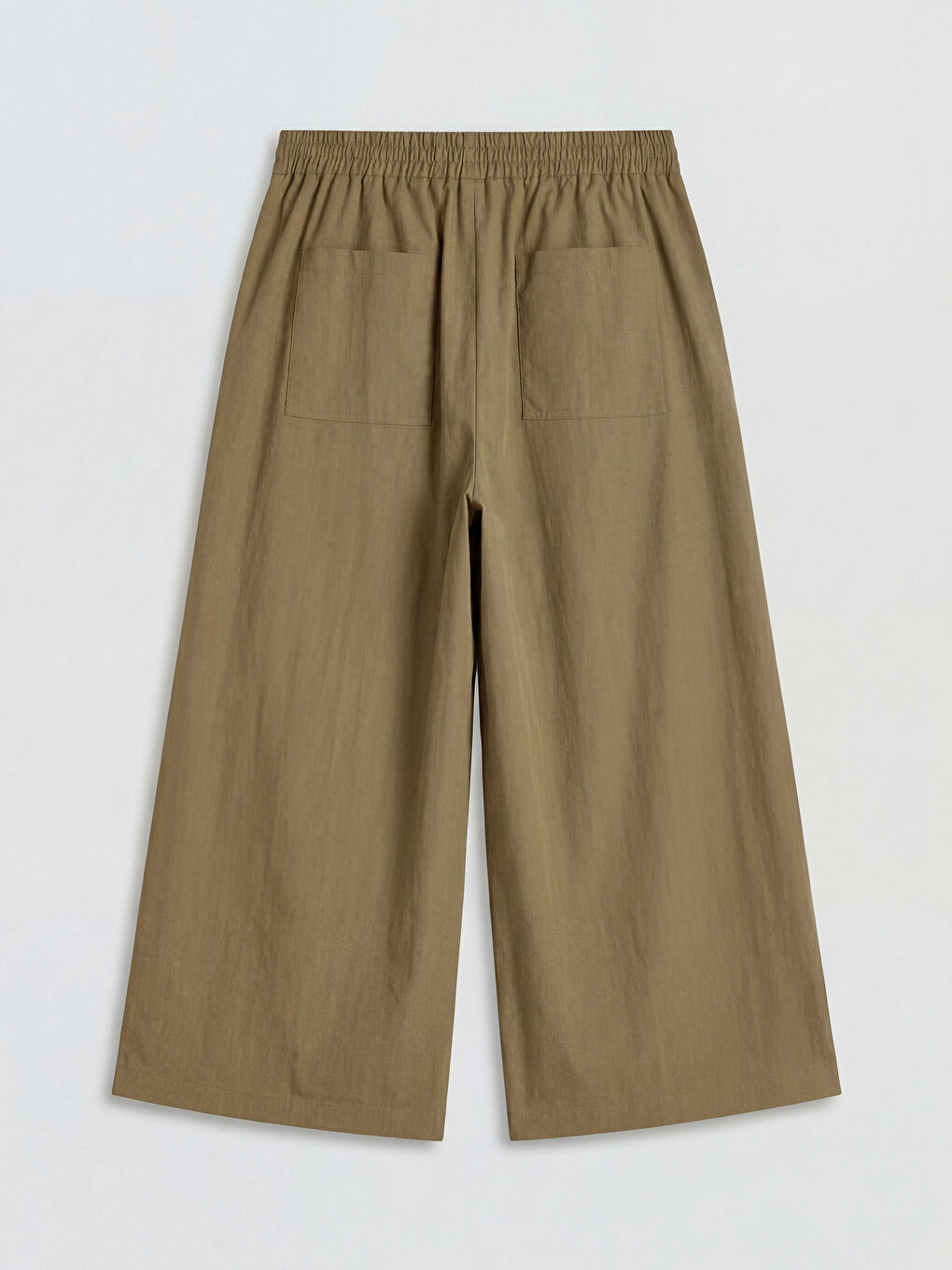 Haki Beli Lastikli Pileli Kadın Pantolon-1