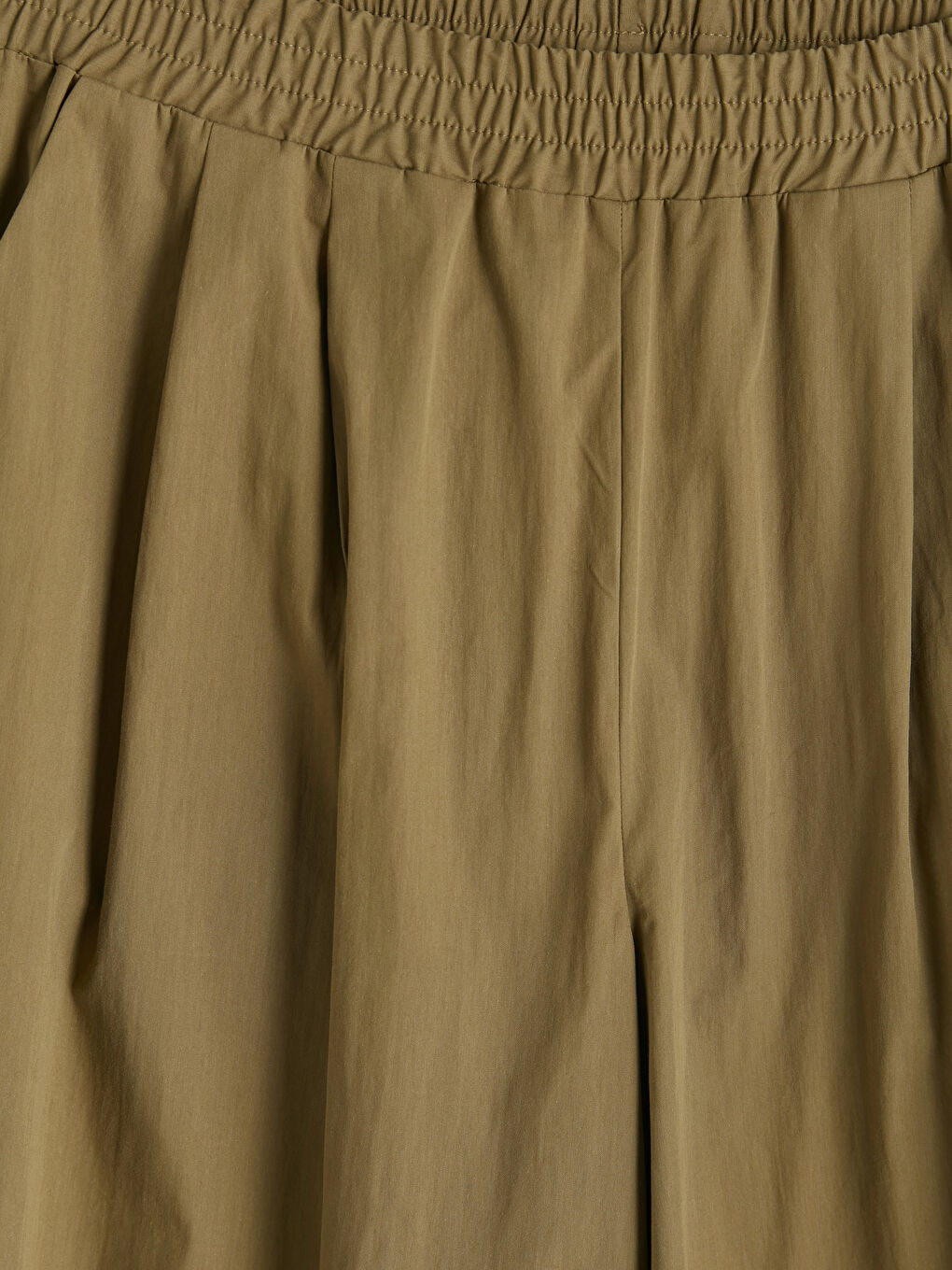 Haki Beli Lastikli Pileli Kadın Pantolon-2