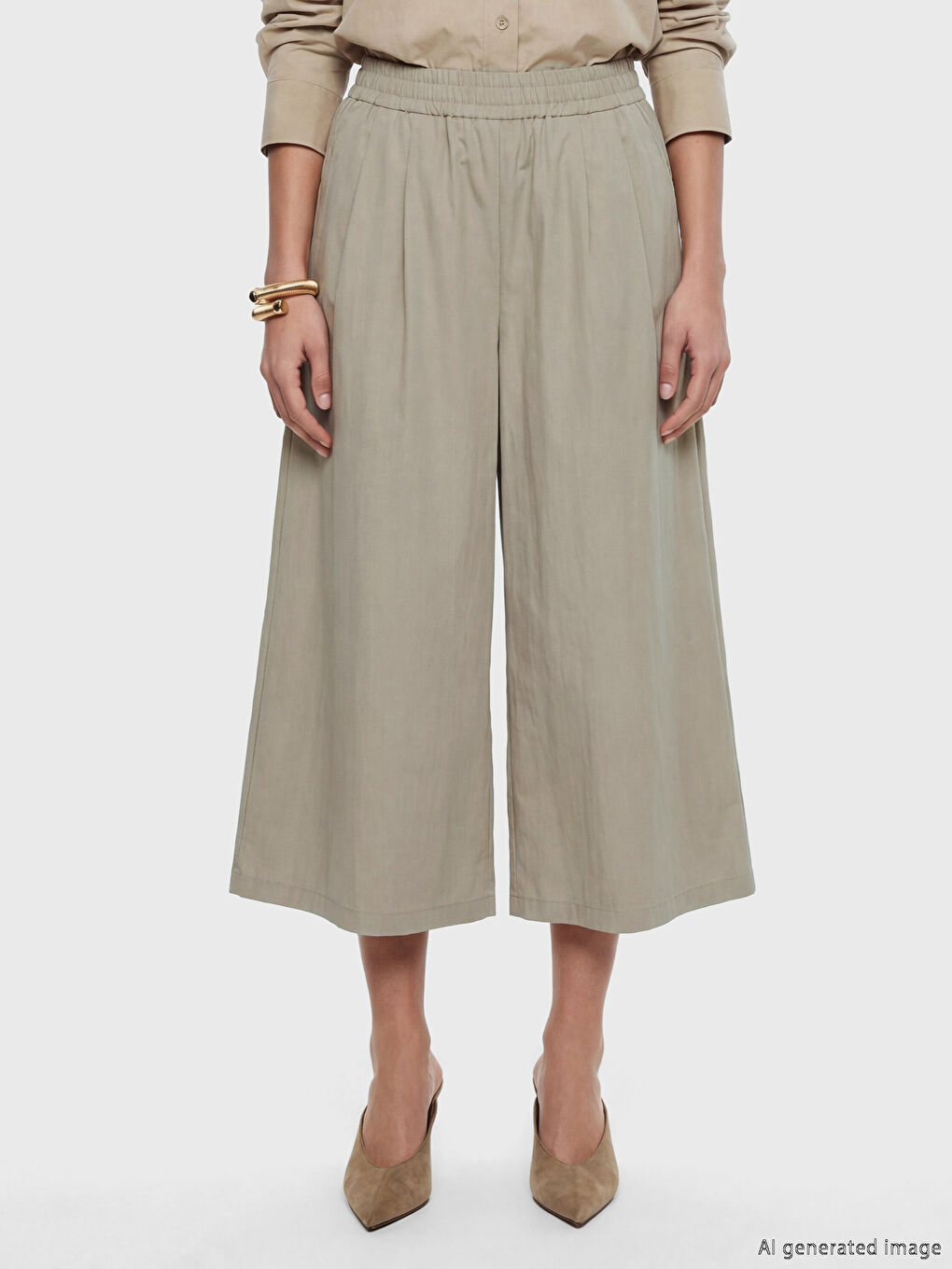 Женские плиссированные брюки с эластичным поясом-1