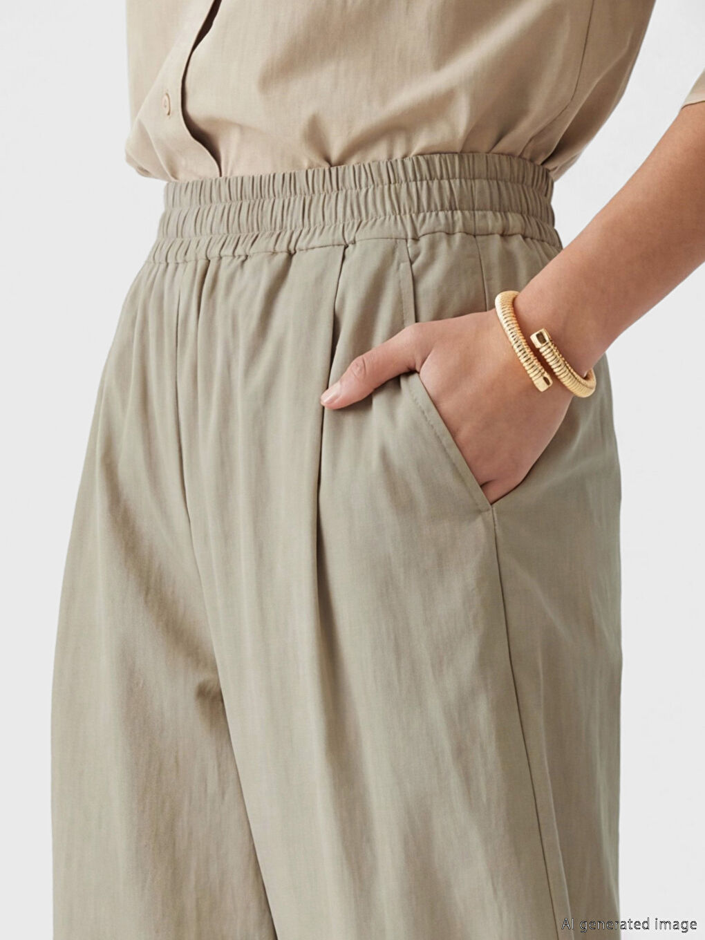 Женские плиссированные брюки с эластичным поясом-2