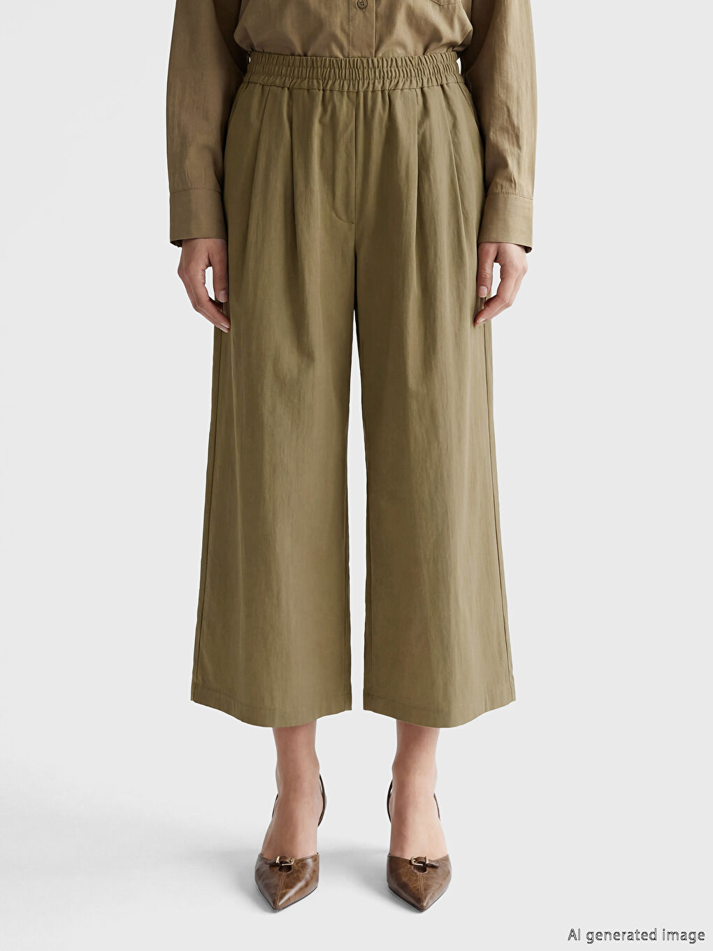 Женские плиссированные брюки с эластичным поясом-1