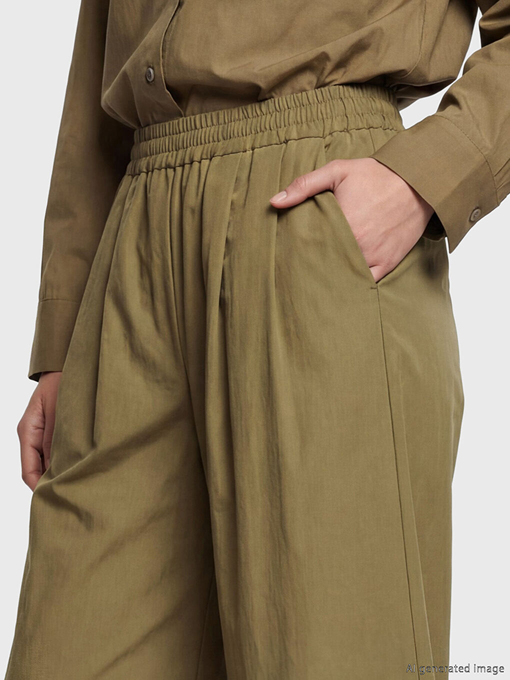 Женские плиссированные брюки с эластичным поясом-2