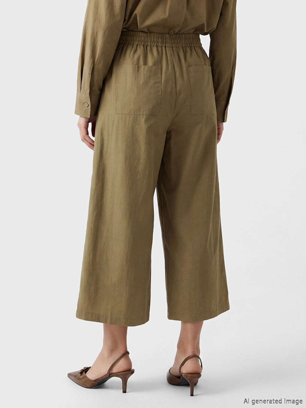 Женские плиссированные брюки с эластичным поясом-3