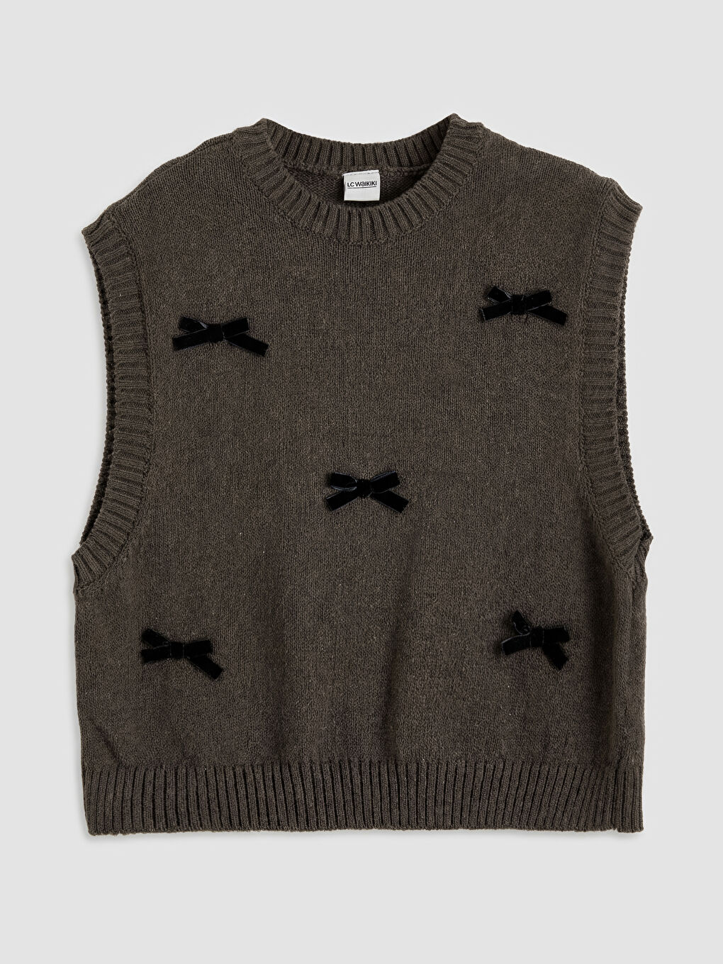 Ekru Fiyonk Detaylı Kız Çocuk Süveter ve Gömlek-1