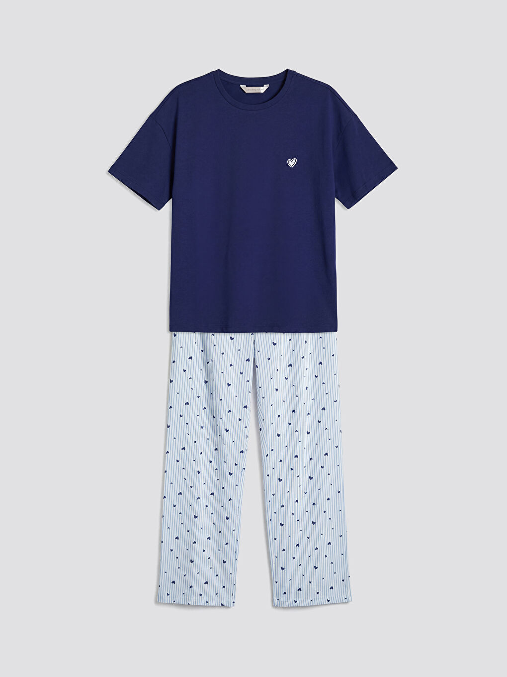 Mavi Bisiklet Yaka Baskılı Kadın Pijama Takımı