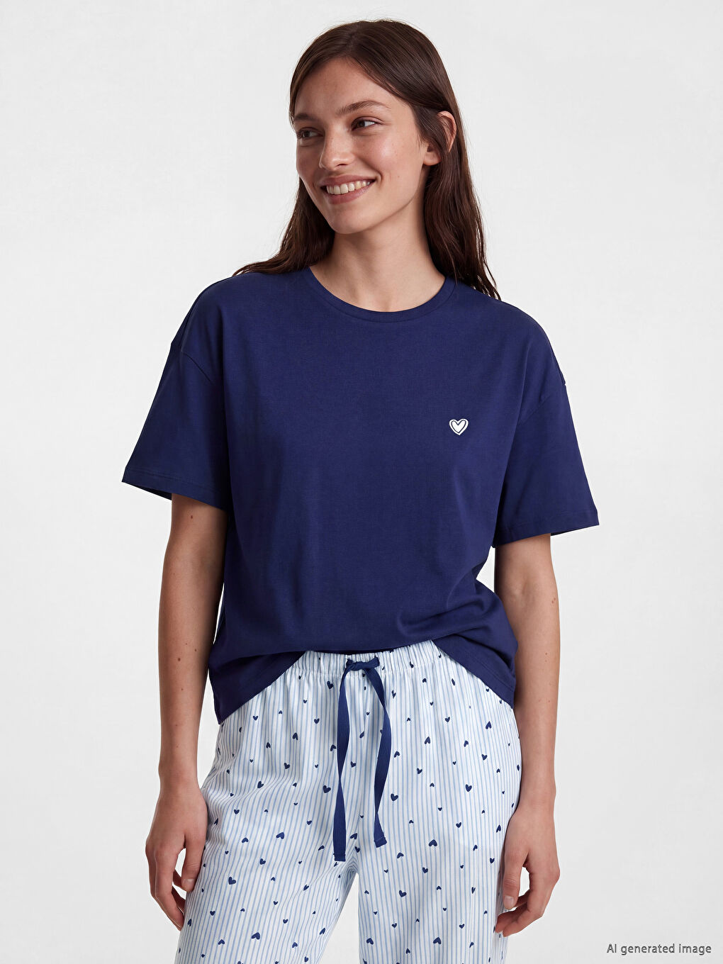 Crew Neck Printed Women's Pyjamas Set-1