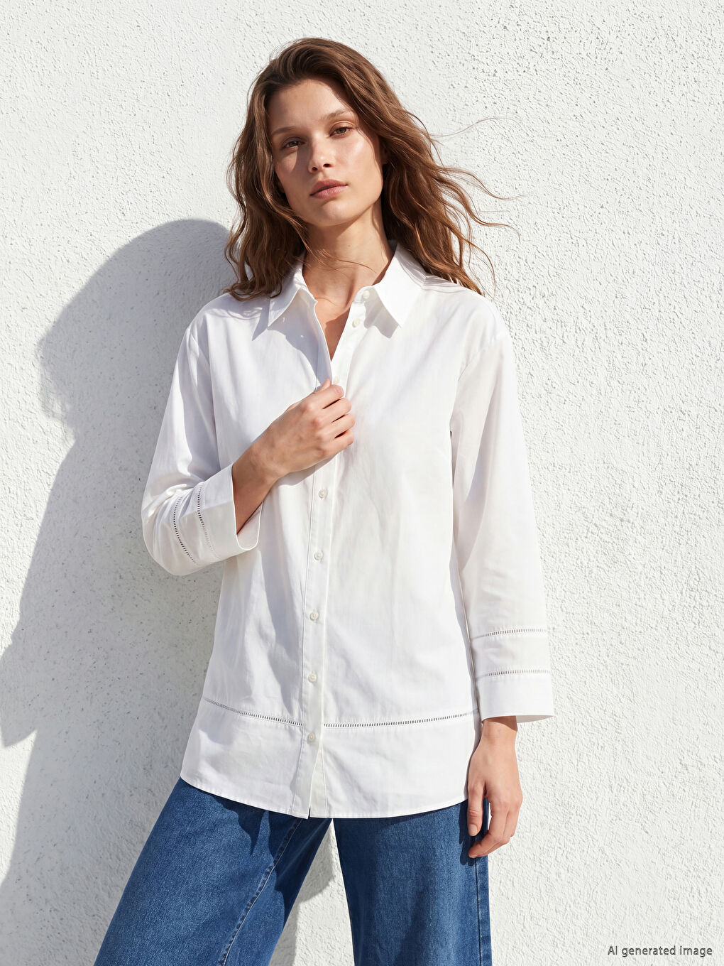 Embroidered Detail Women's Shirt Tunic