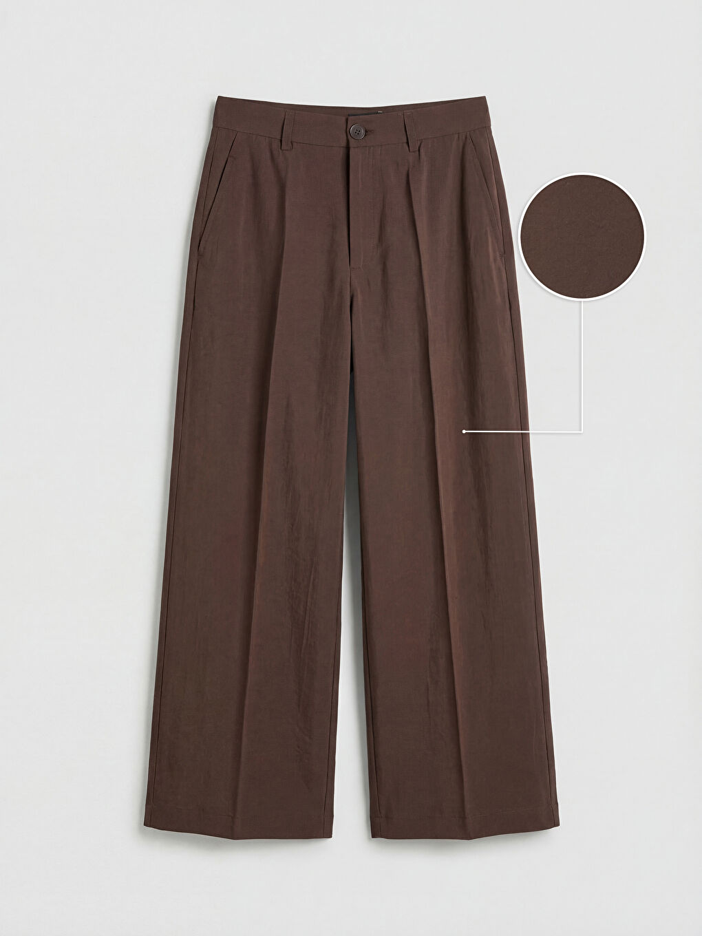 Kahverengi Standart Fit Geniş Paça Kadın Pantolon