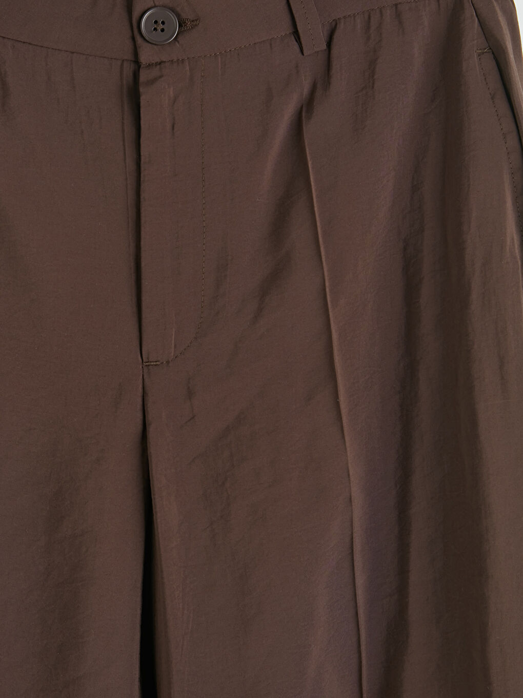 Kahverengi Standart Fit Geniş Paça Kadın Pantolon-2