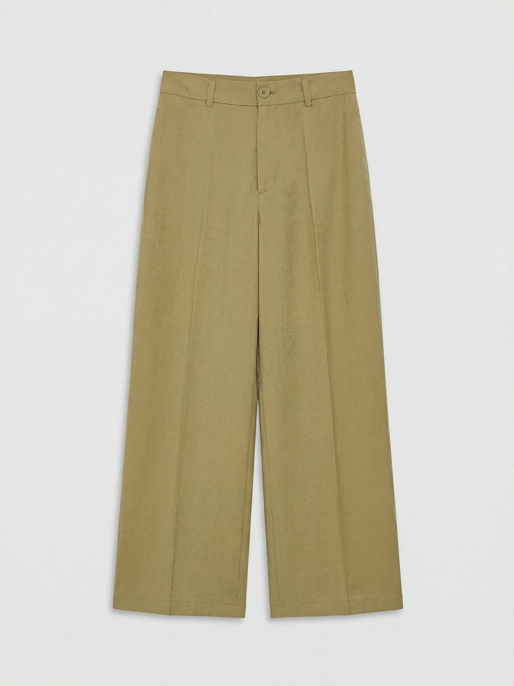 Haki Standart Fit Geniş Paça Kadın Pantolon