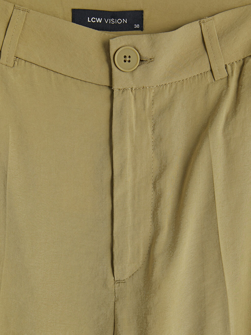 Haki Standart Fit Geniş Paça Kadın Pantolon-2