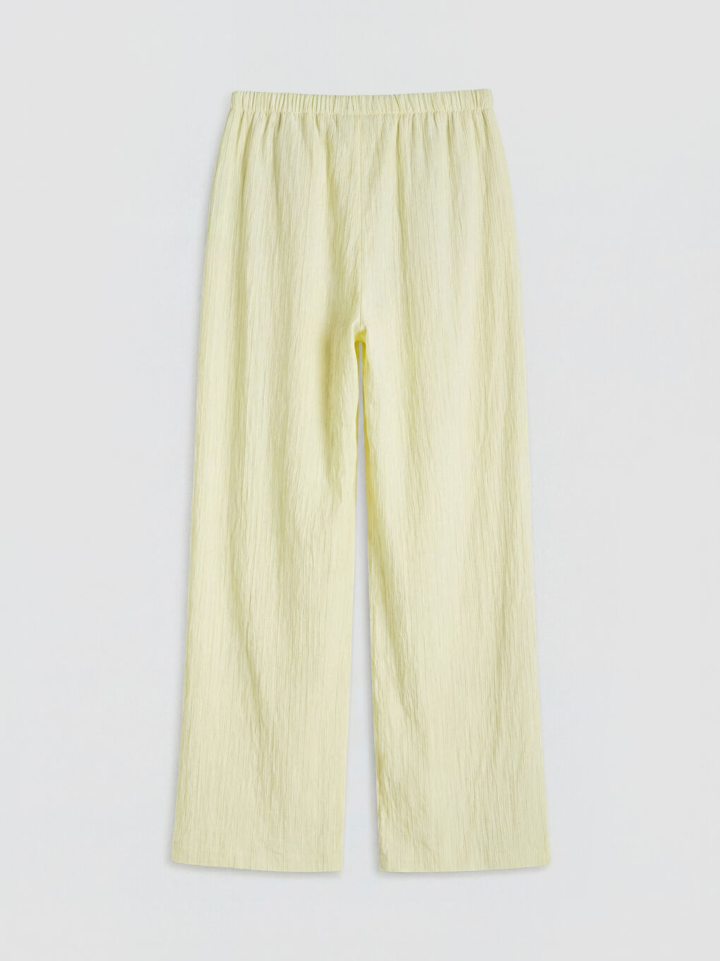 Sarı Beli Lastikli Dokulu Kadın Pantolon-1