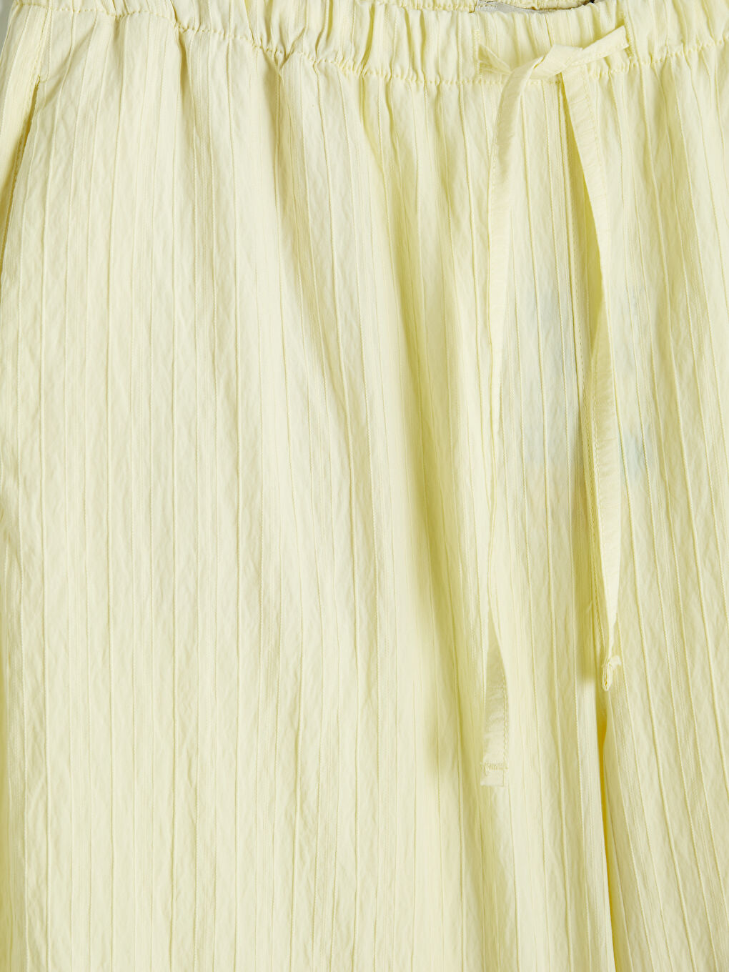 Sarı Beli Lastikli Dokulu Kadın Pantolon-2