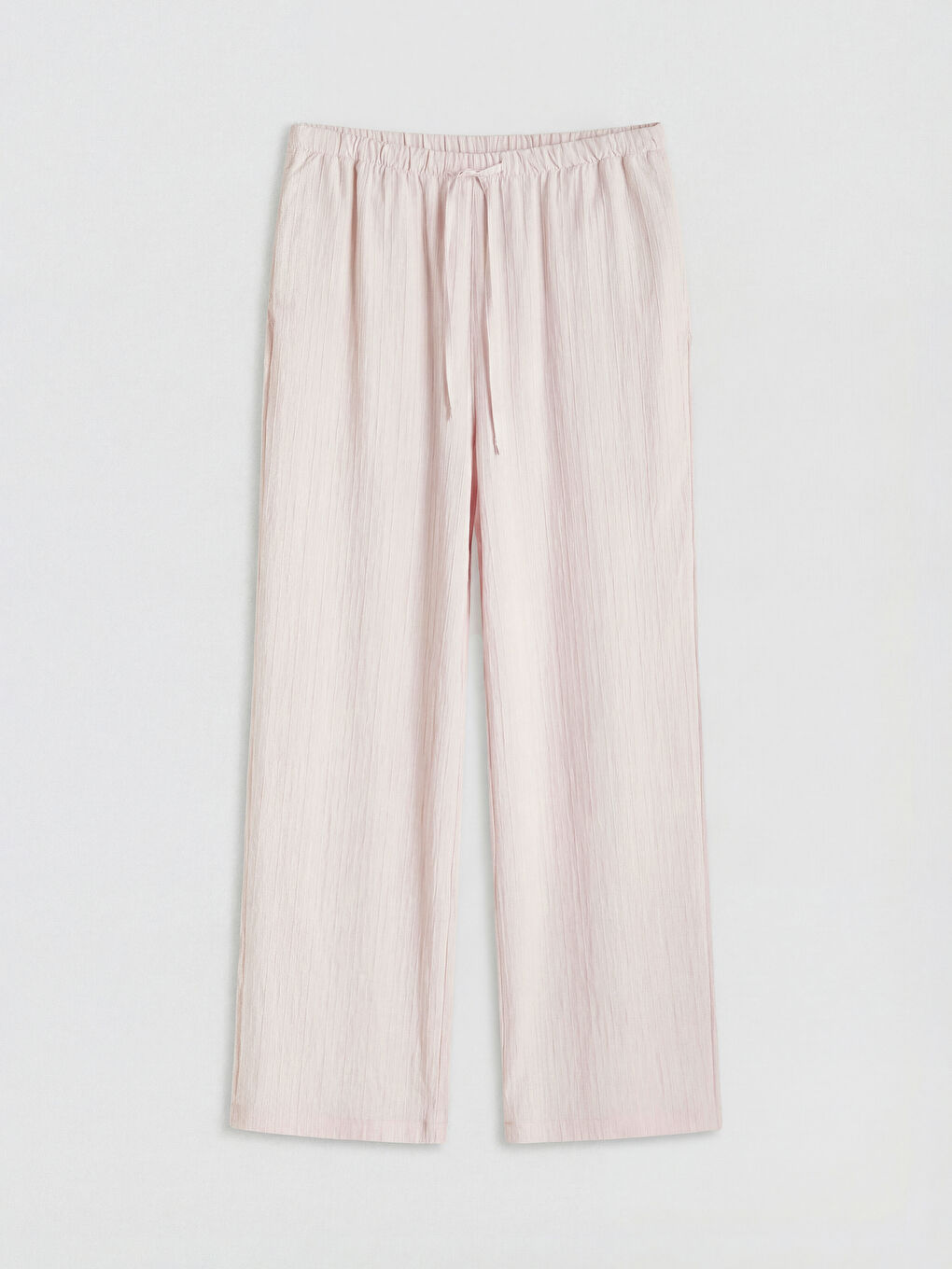 Pembe Beli Lastikli Dokulu Kadın Pantolon-4