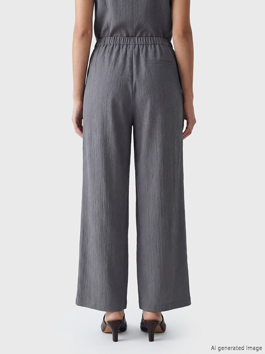 Elastic Waist Textured Women's Trousers-3