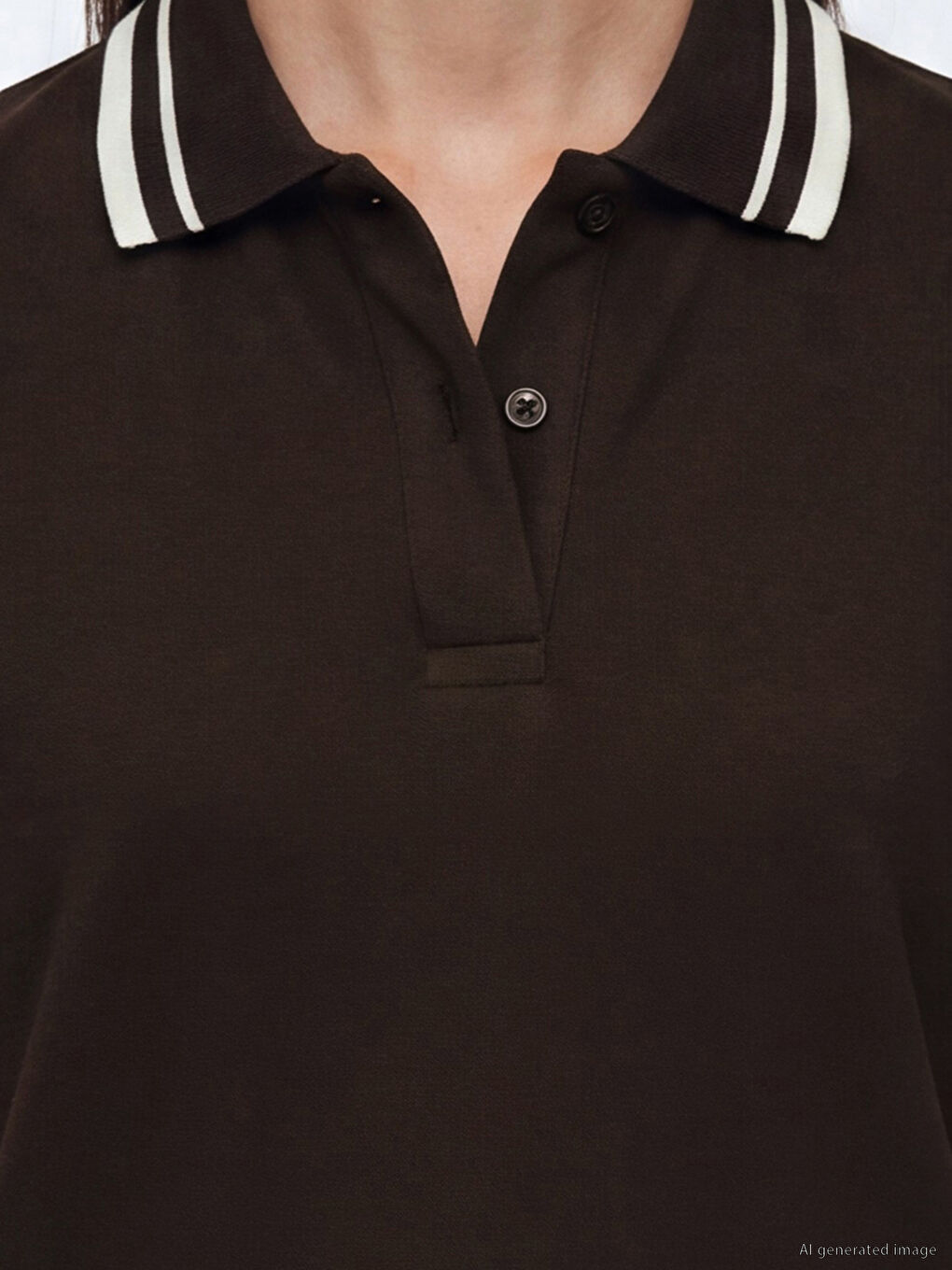 Polo Collar Striped Women's T-Shirt-2